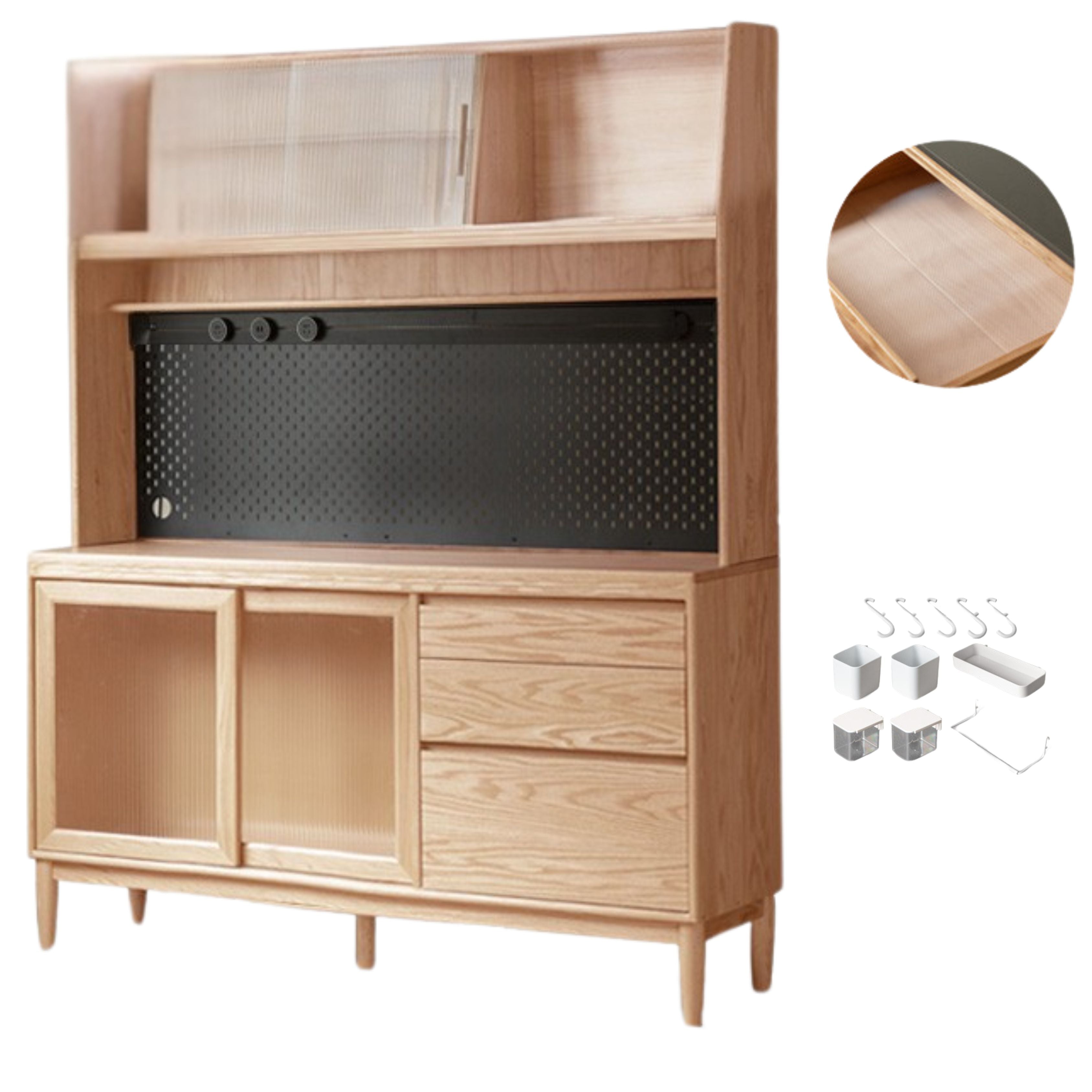 Oak, Ash Solid Wood Large Capacity Storage Sideboard