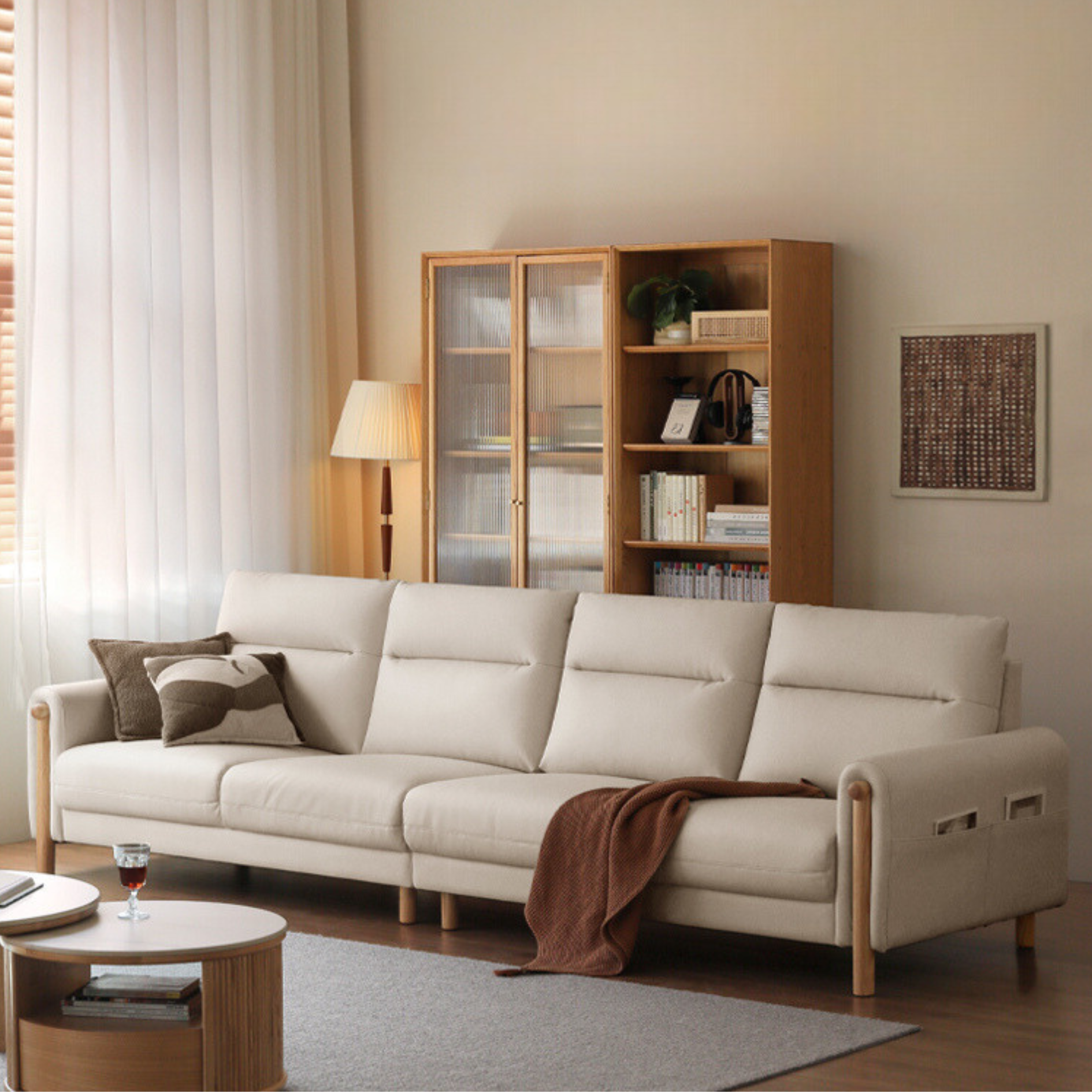 Fabric Straight Sofa Modern Simple.
