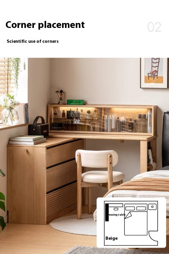 Ash Solid Wood Modern Multi-function Dressing Table.