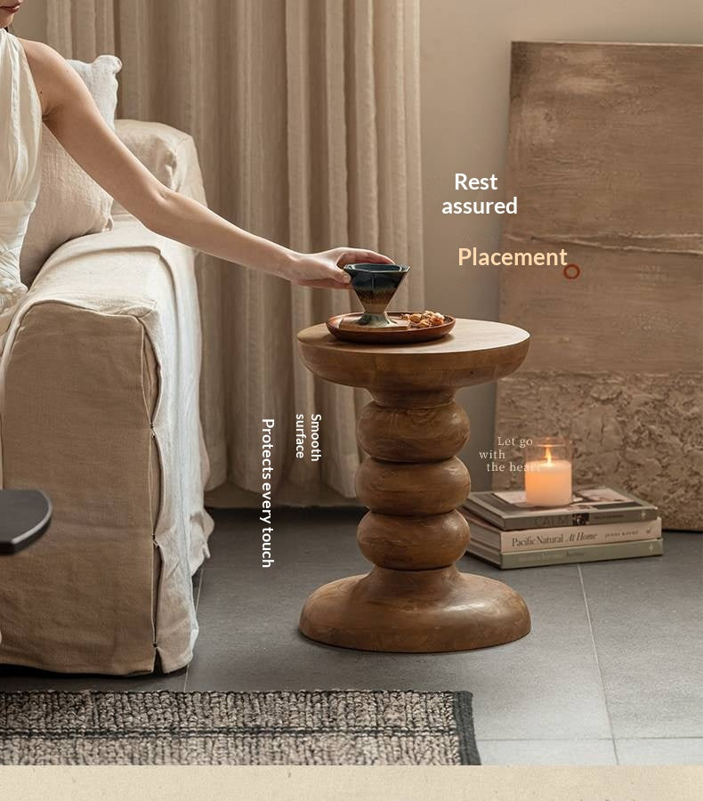 Mango Solid Wood Wabi Sabi Round Side Table