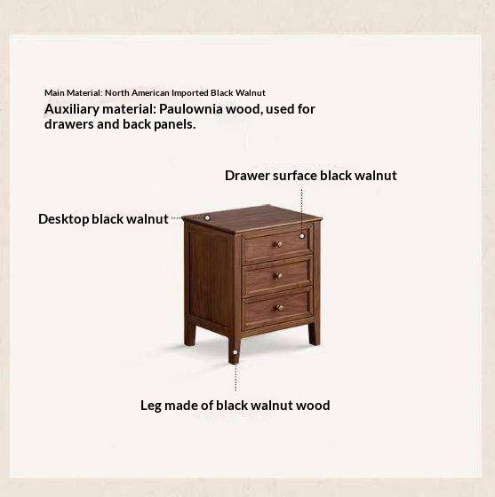 Black Walnut Solid Wood Nightstand.