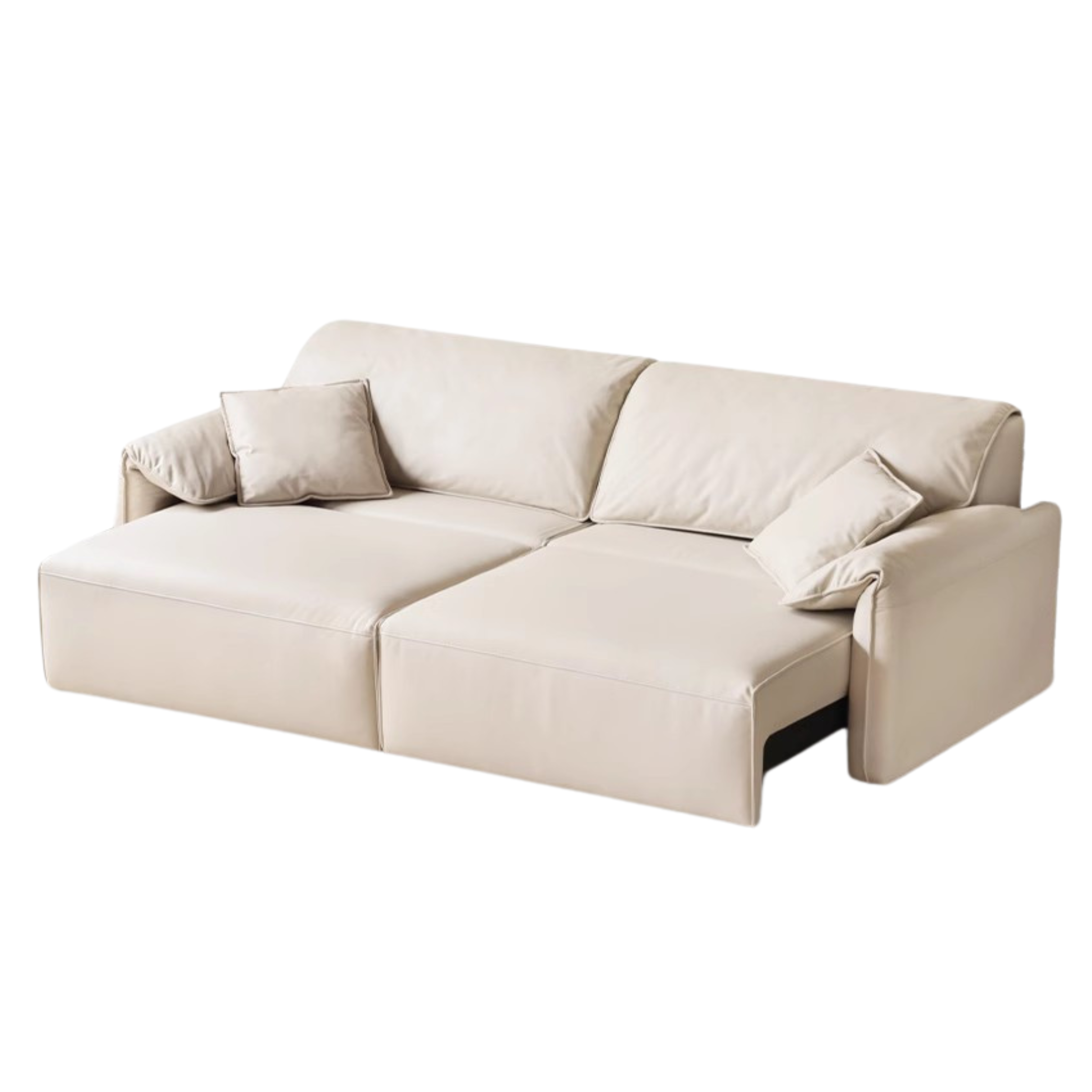 Electric Foldable Dual-purpose Cream Style White Elephant Ear Retractable Sofa Bed.