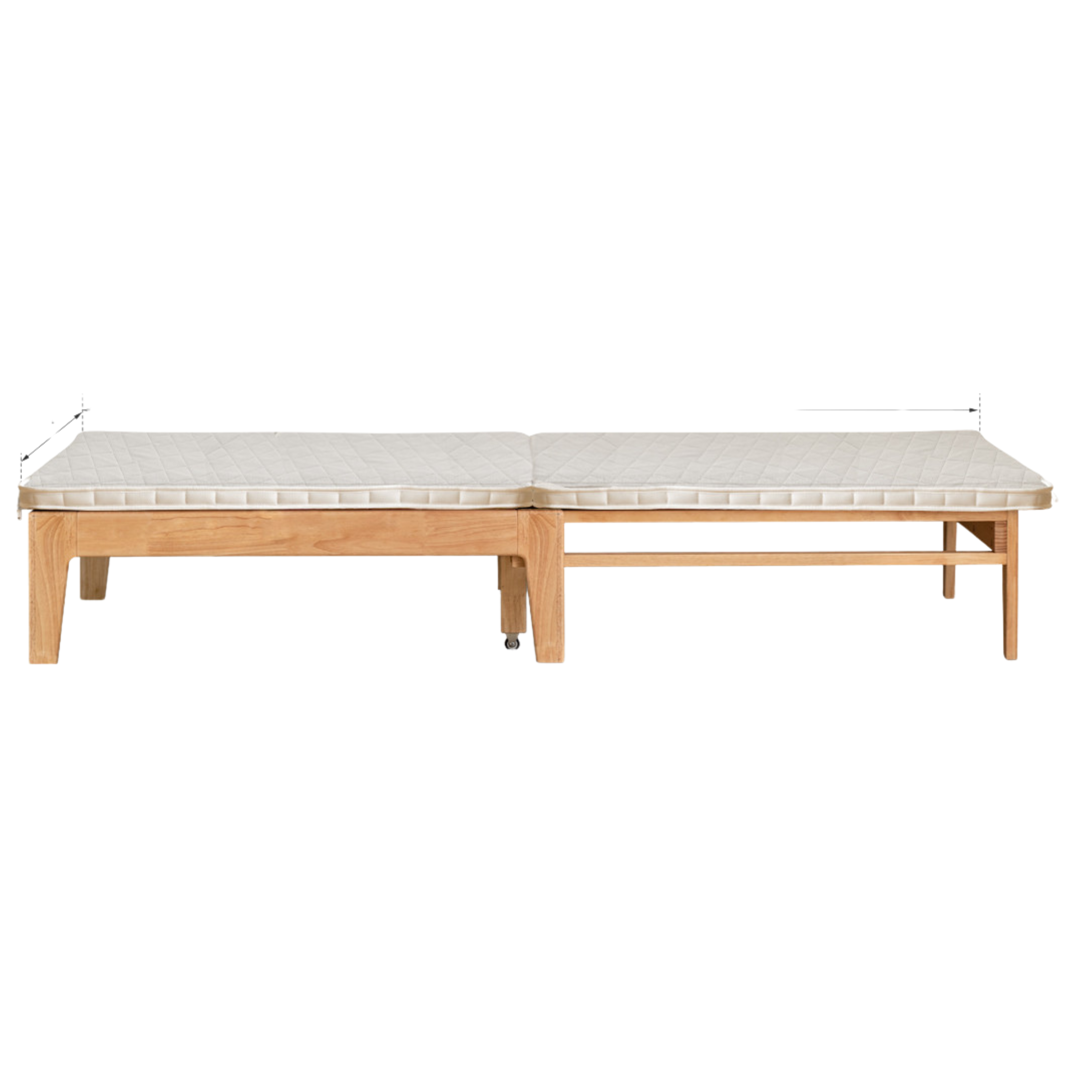 Oak, Beech, Solid Rubberwood Folding Sofa Bed, Retractable Sofa.