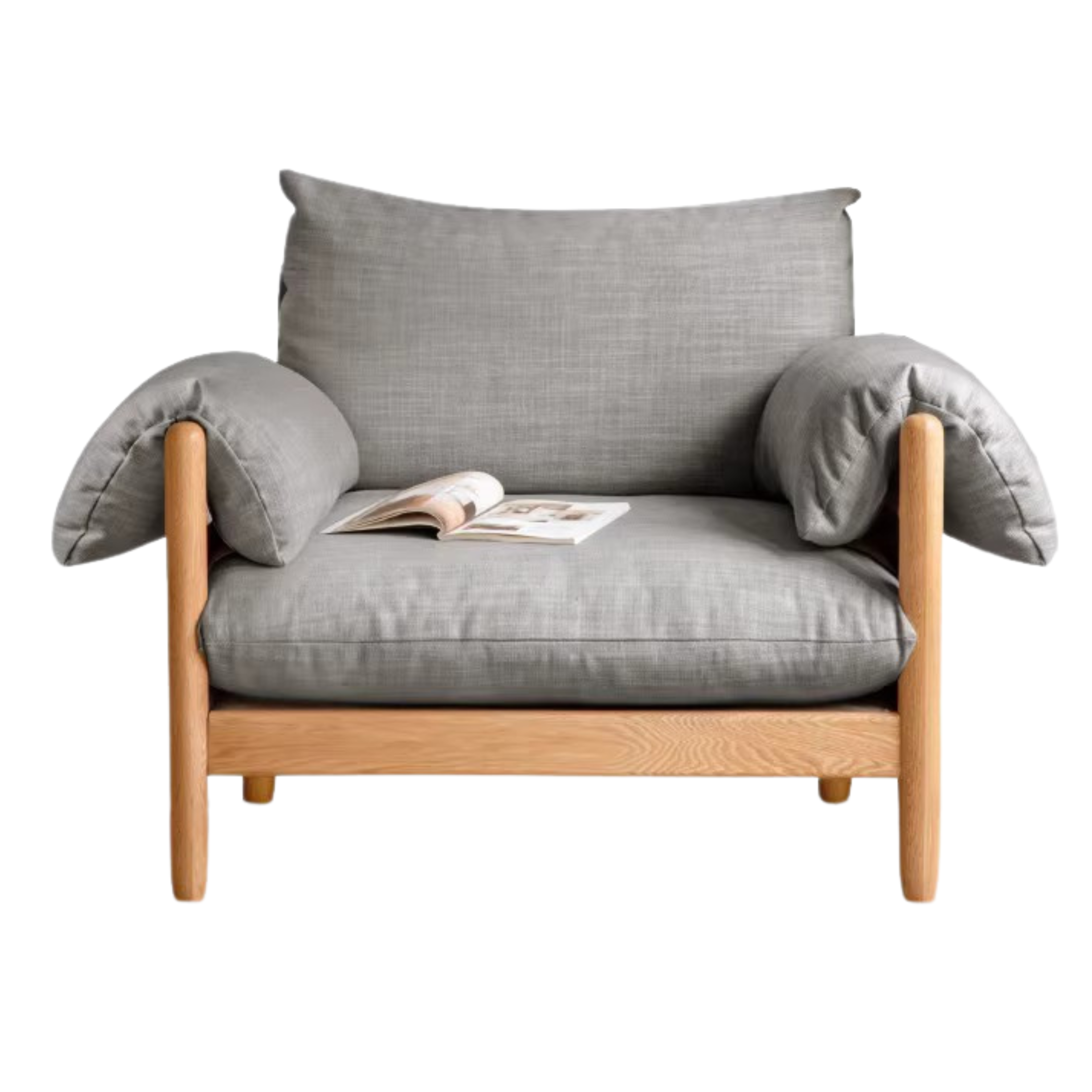 Oak Solid Wood Fabric Sofa.