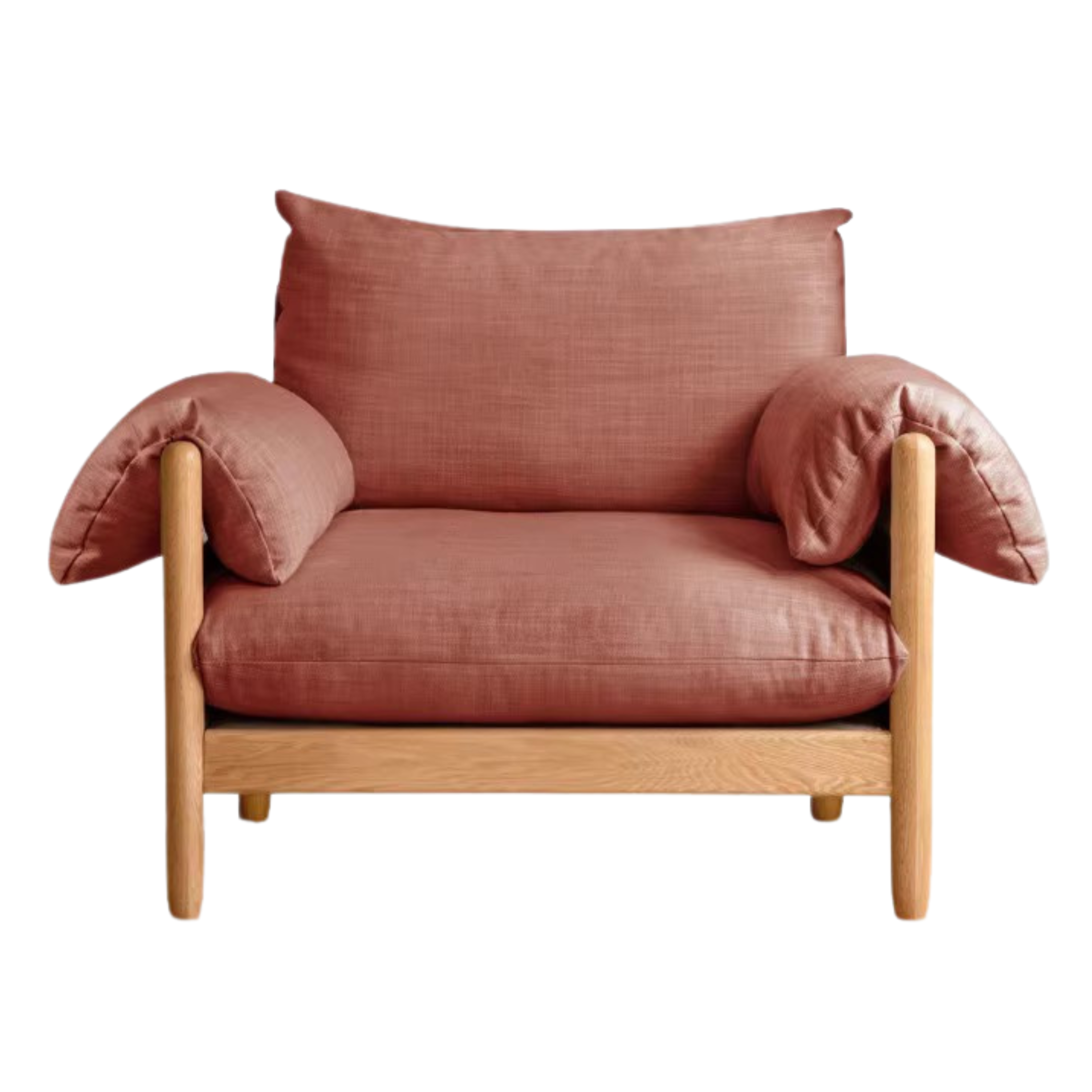 Oak Solid Wood Fabric Sofa.
