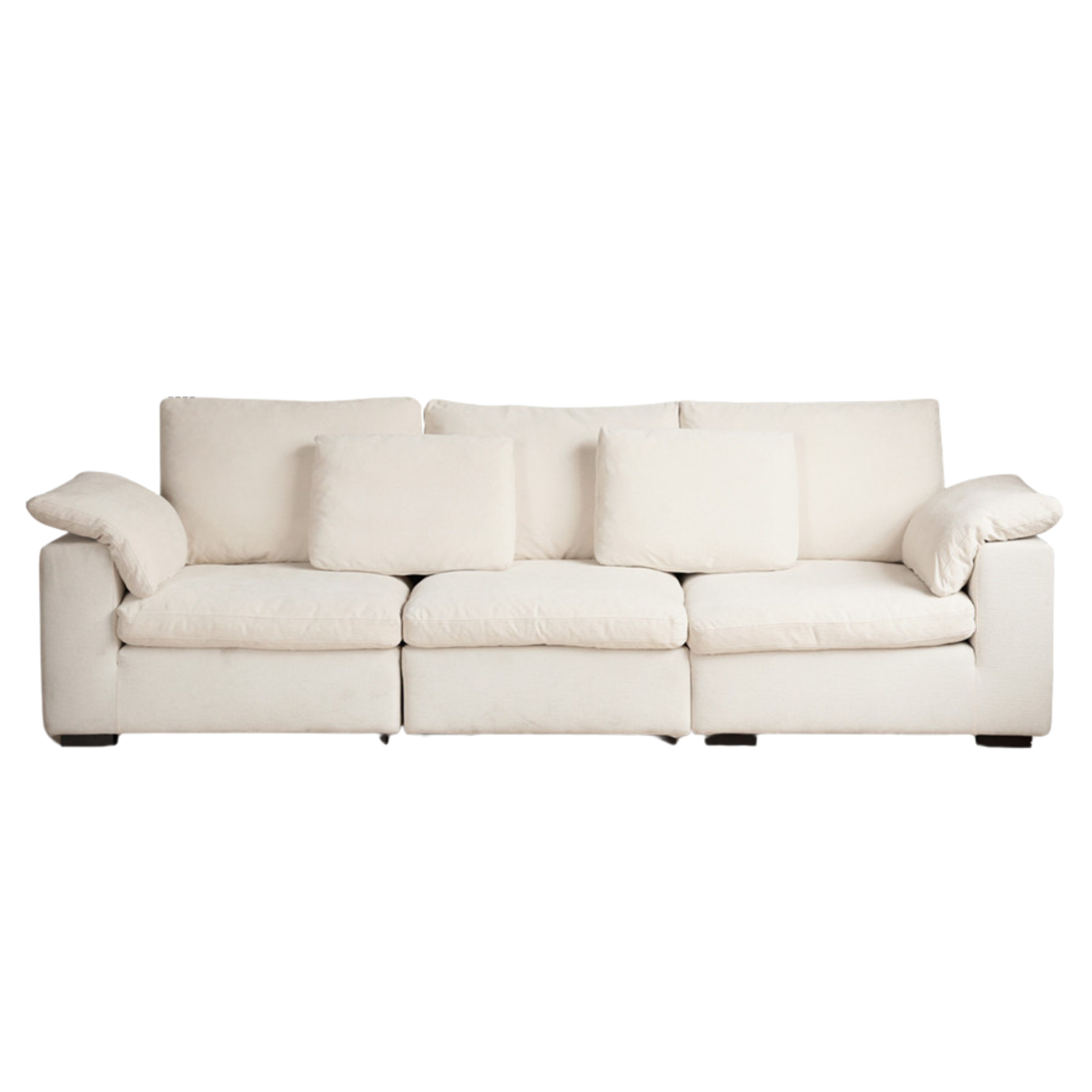 Fabric White Cream Style Down Sofa.