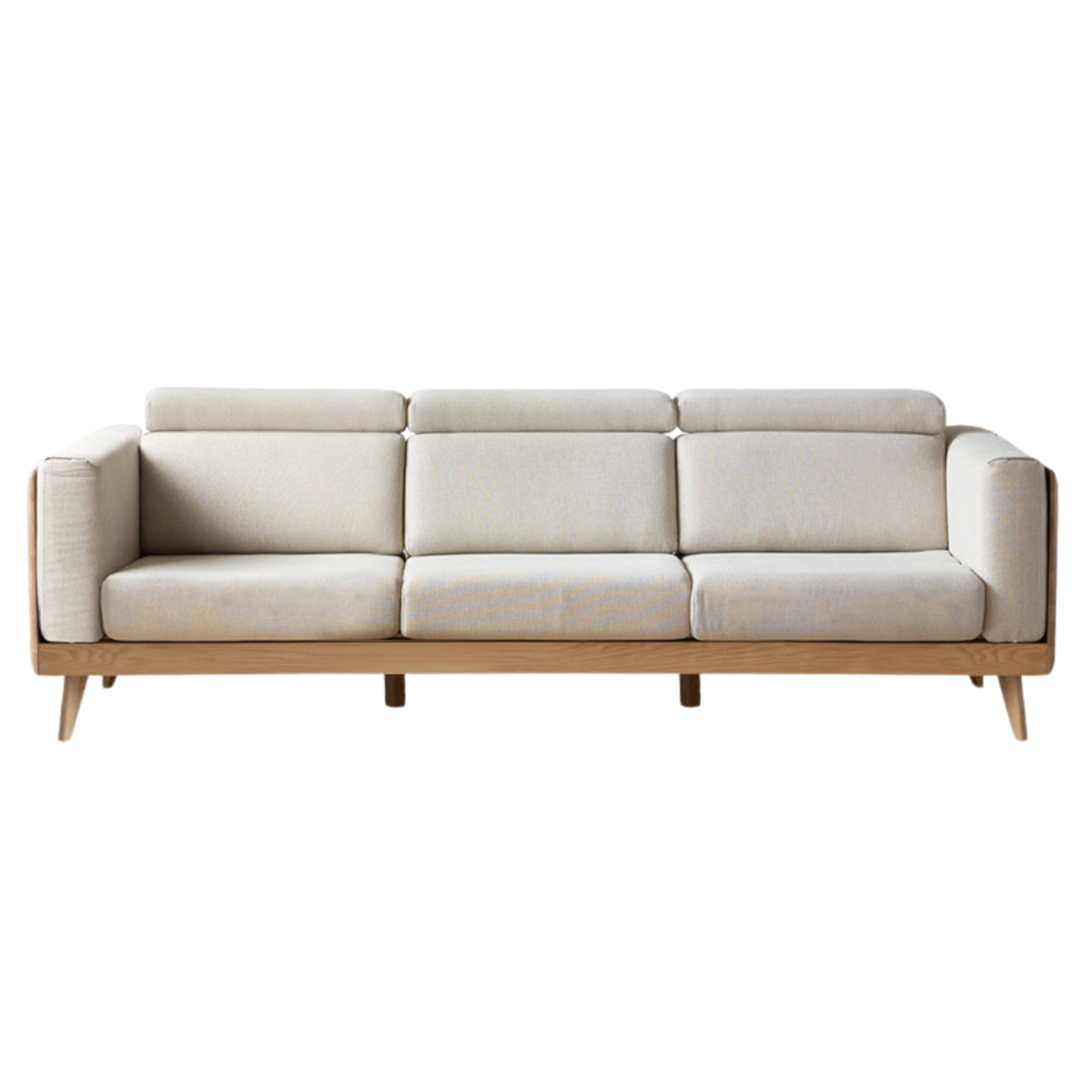 Ash Solid Wood L-Shaped Fabric Sofa with Adjustable Headrests