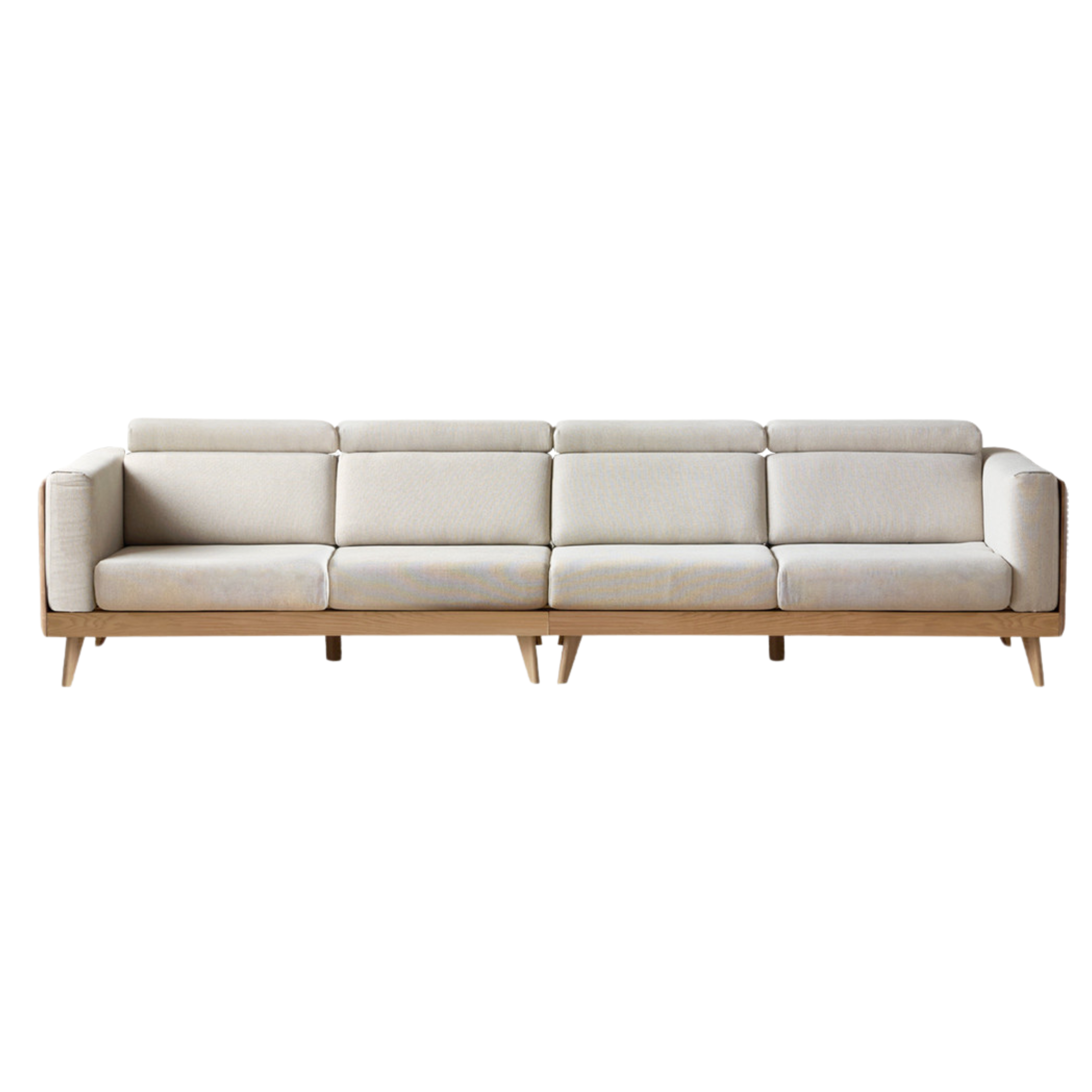 Ash Solid Wood L-Shaped Fabric Sofa with Adjustable Headrests