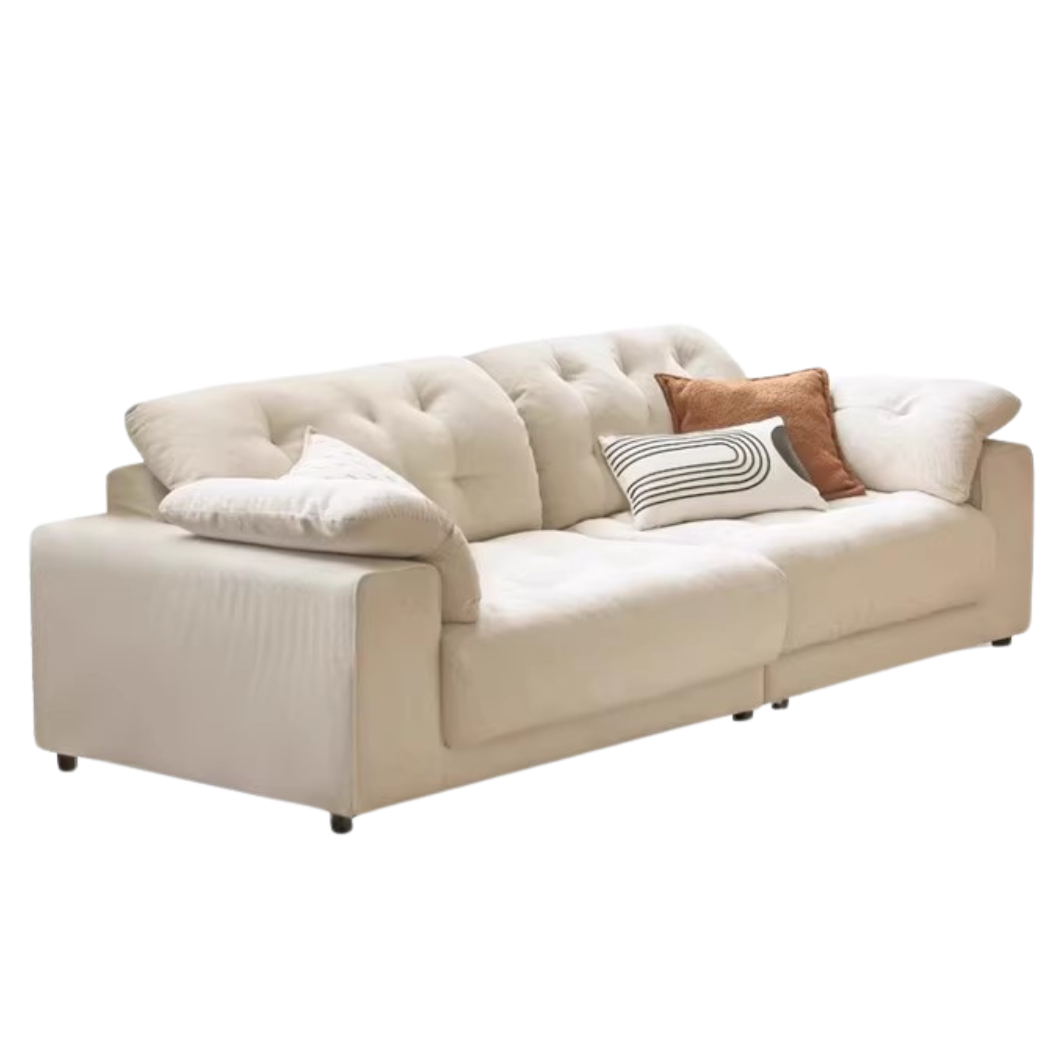 Fabric Sofa Cream Style White Goose Down.