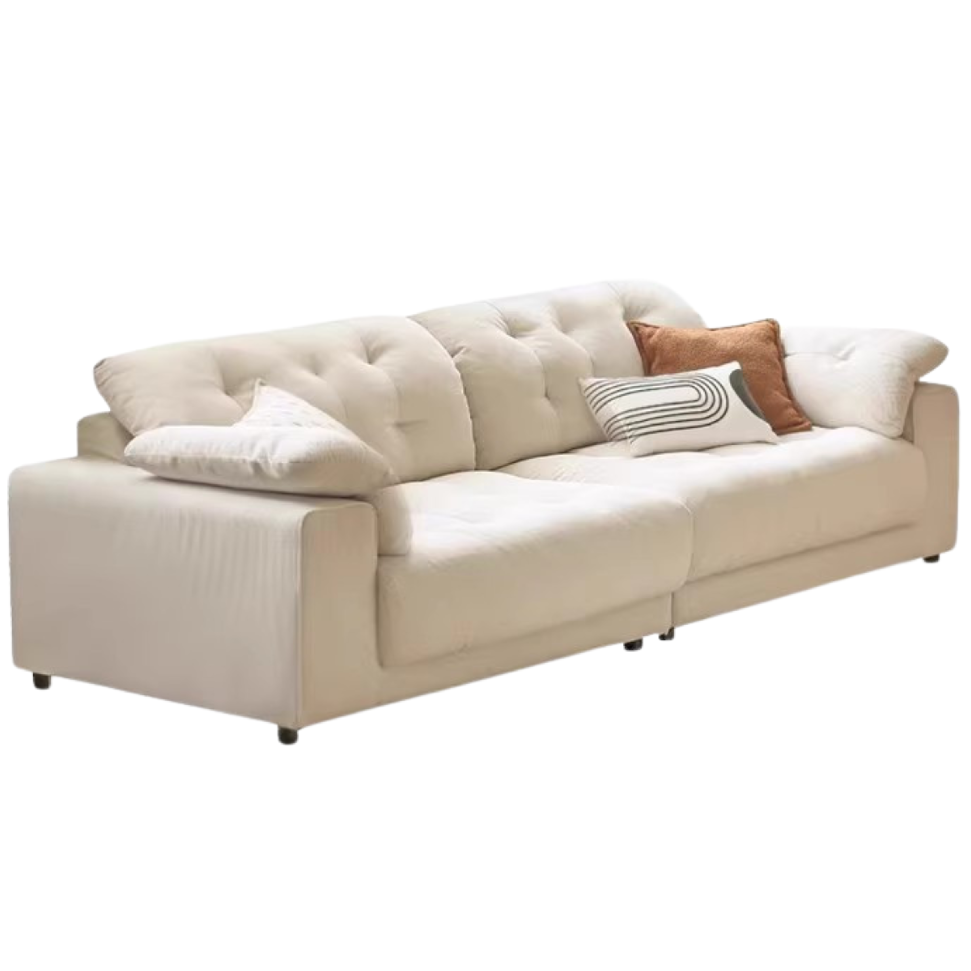 Fabric Sofa Cream Style White Goose Down.