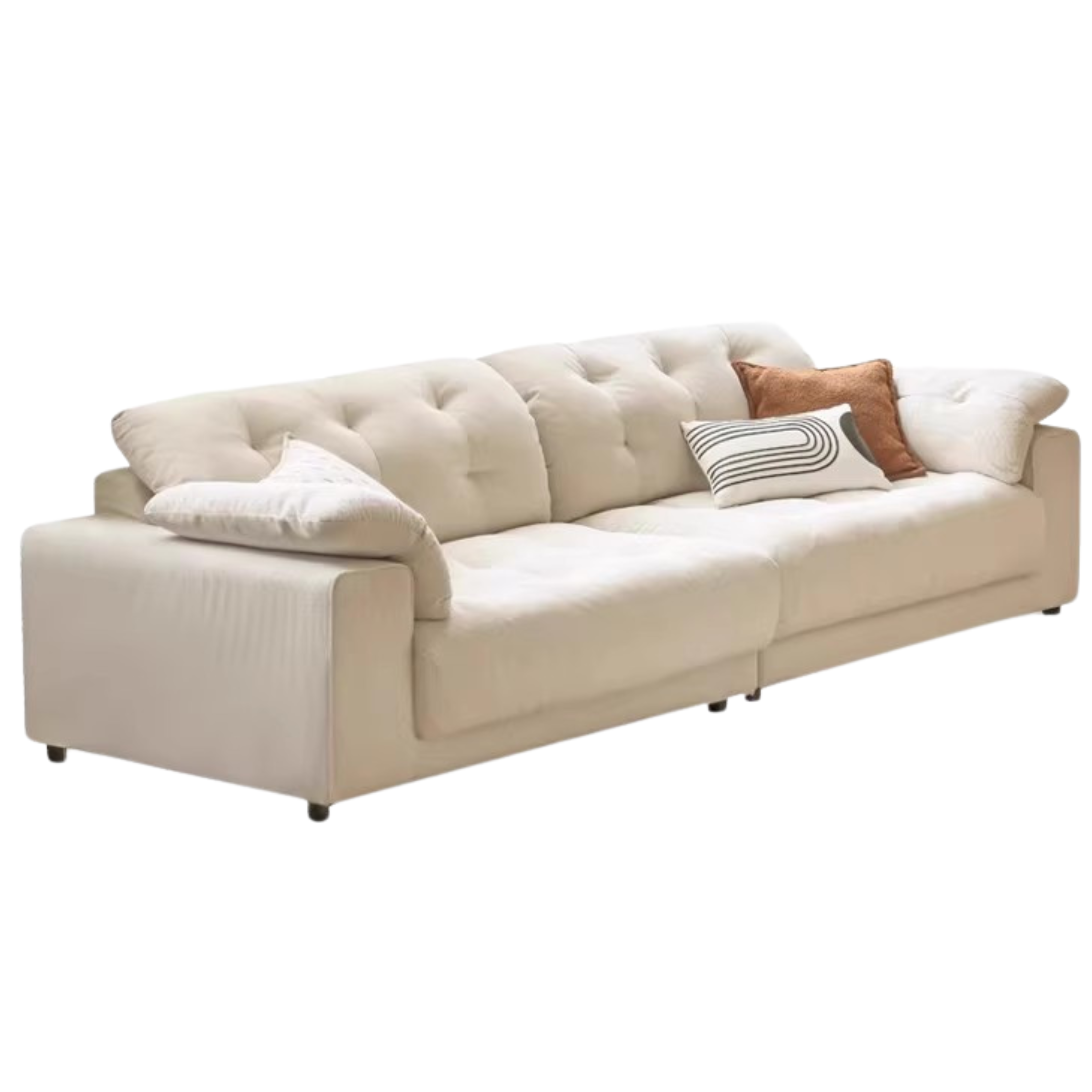 Fabric Sofa Cream Style White Goose Down.