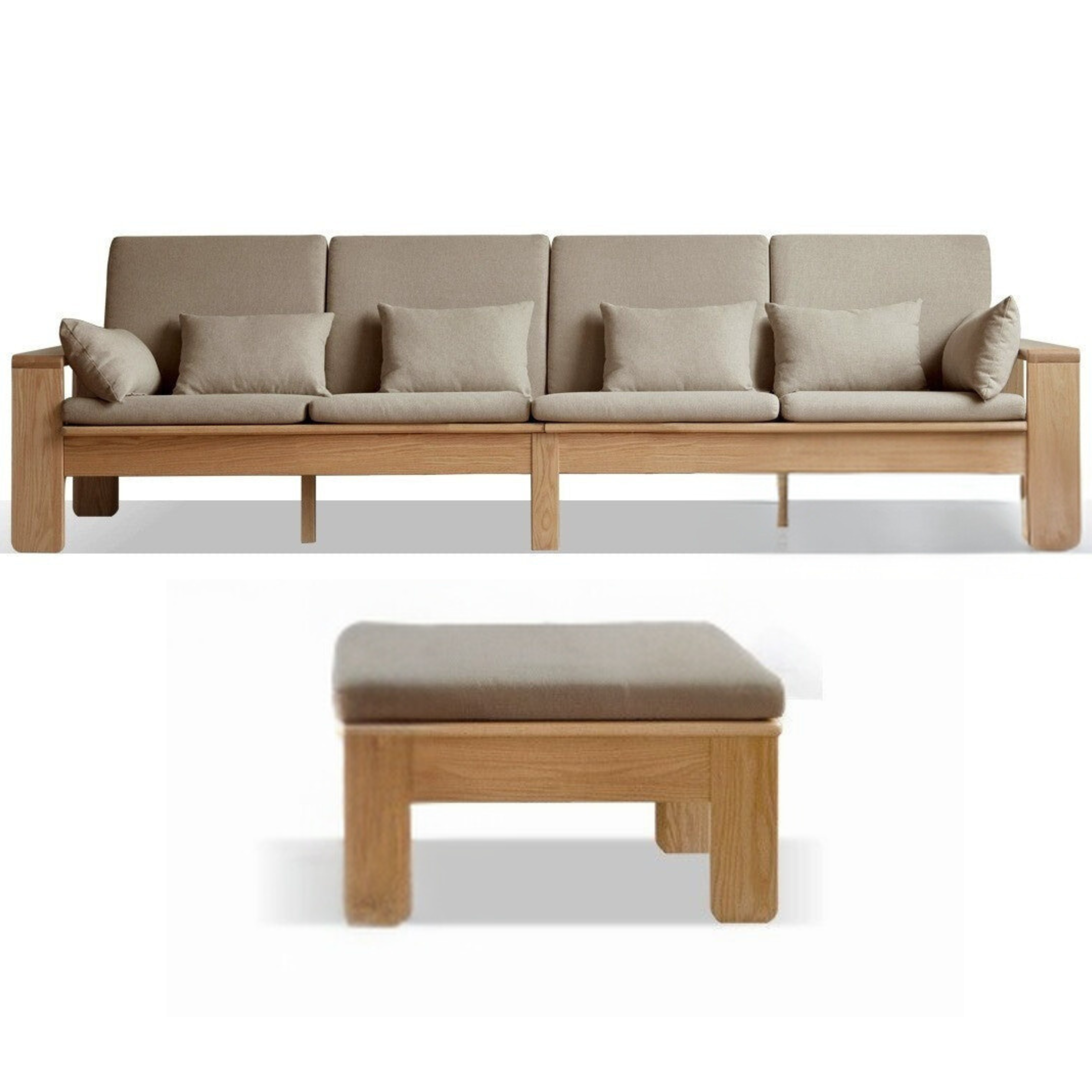 Oak, Ash Solid Wood Modern Nordic Fabric Sofa.
