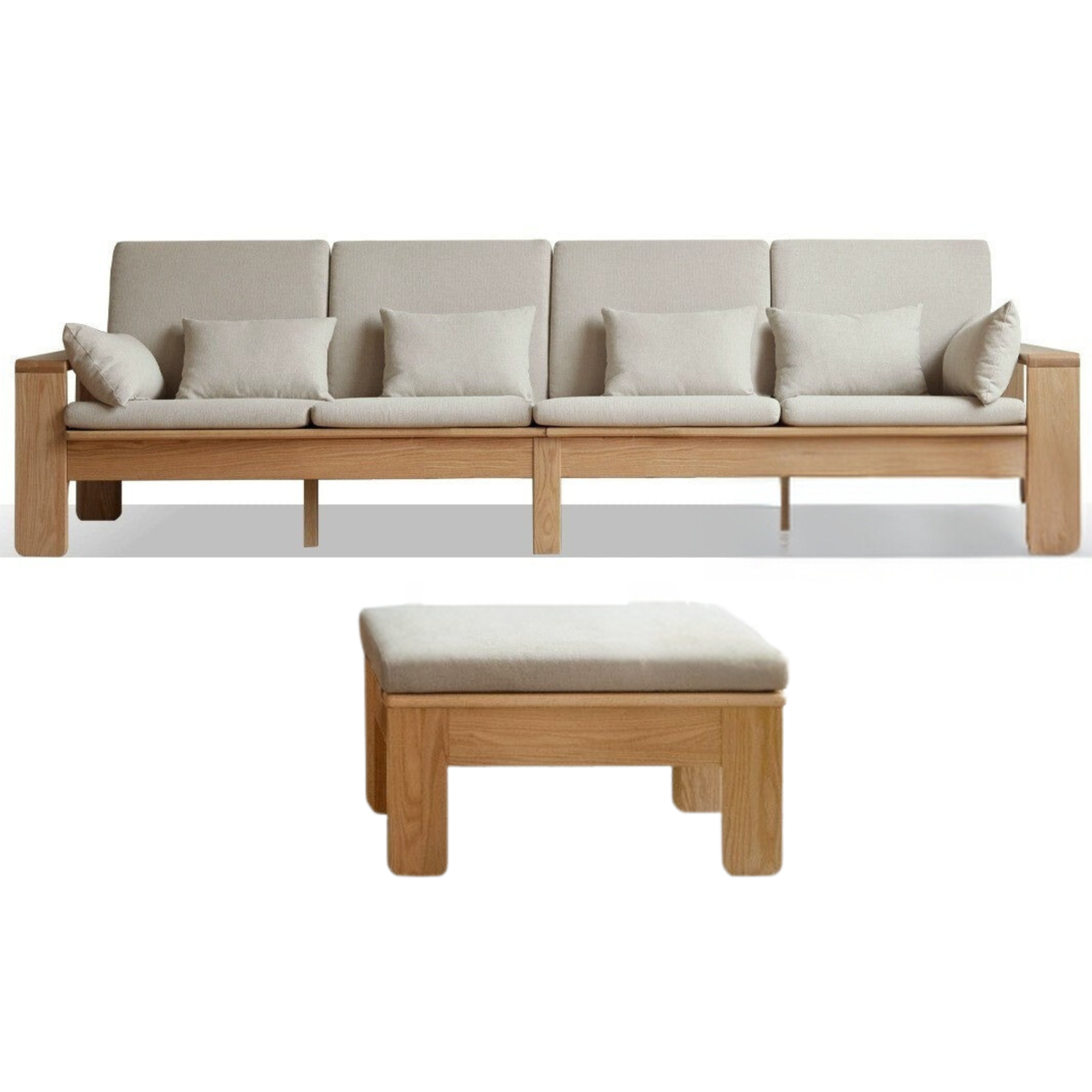 Oak, Ash Solid Wood Modern Nordic Fabric Sofa.