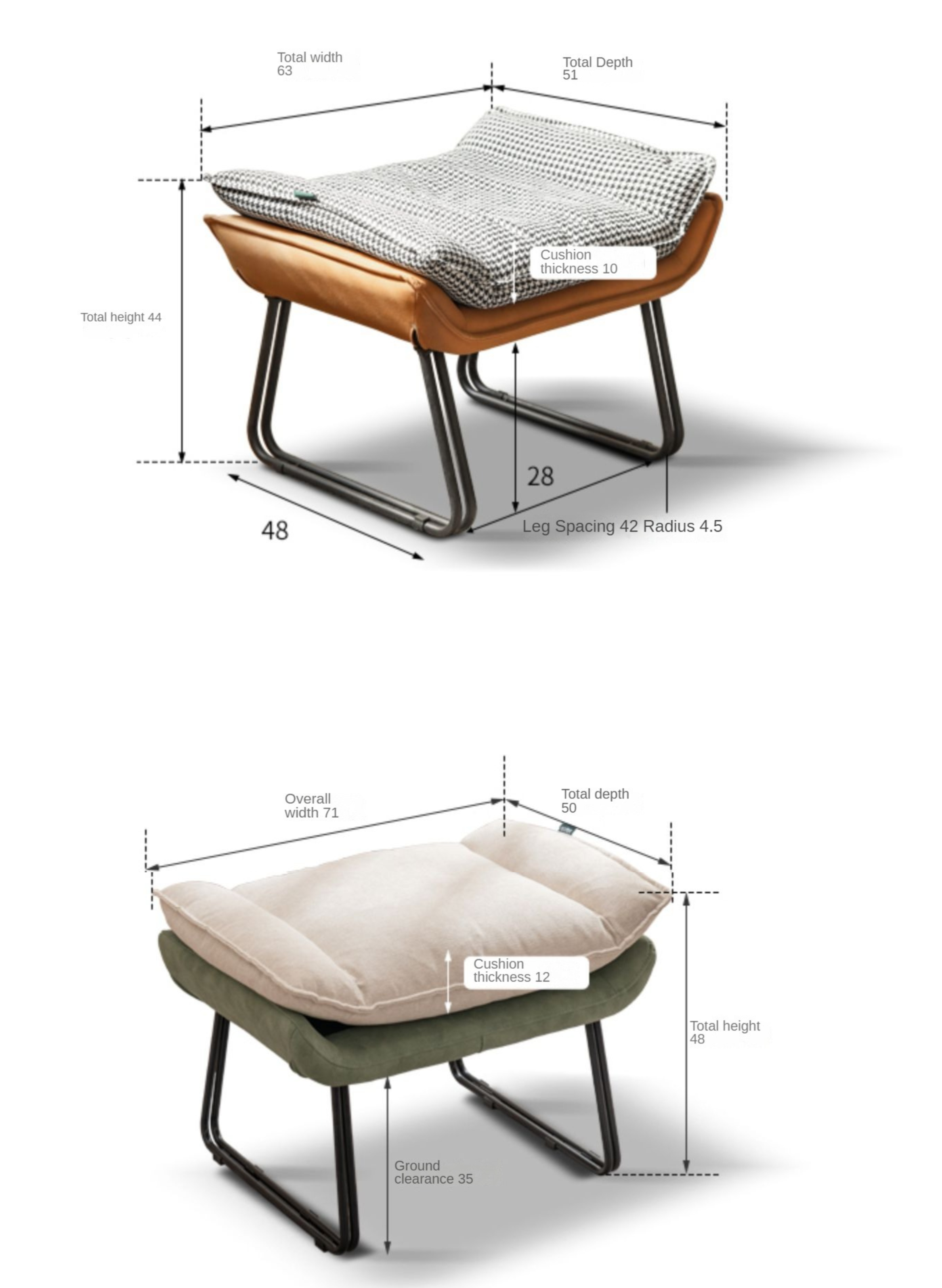 Fabric Sofa Footstool, Changing Stool
