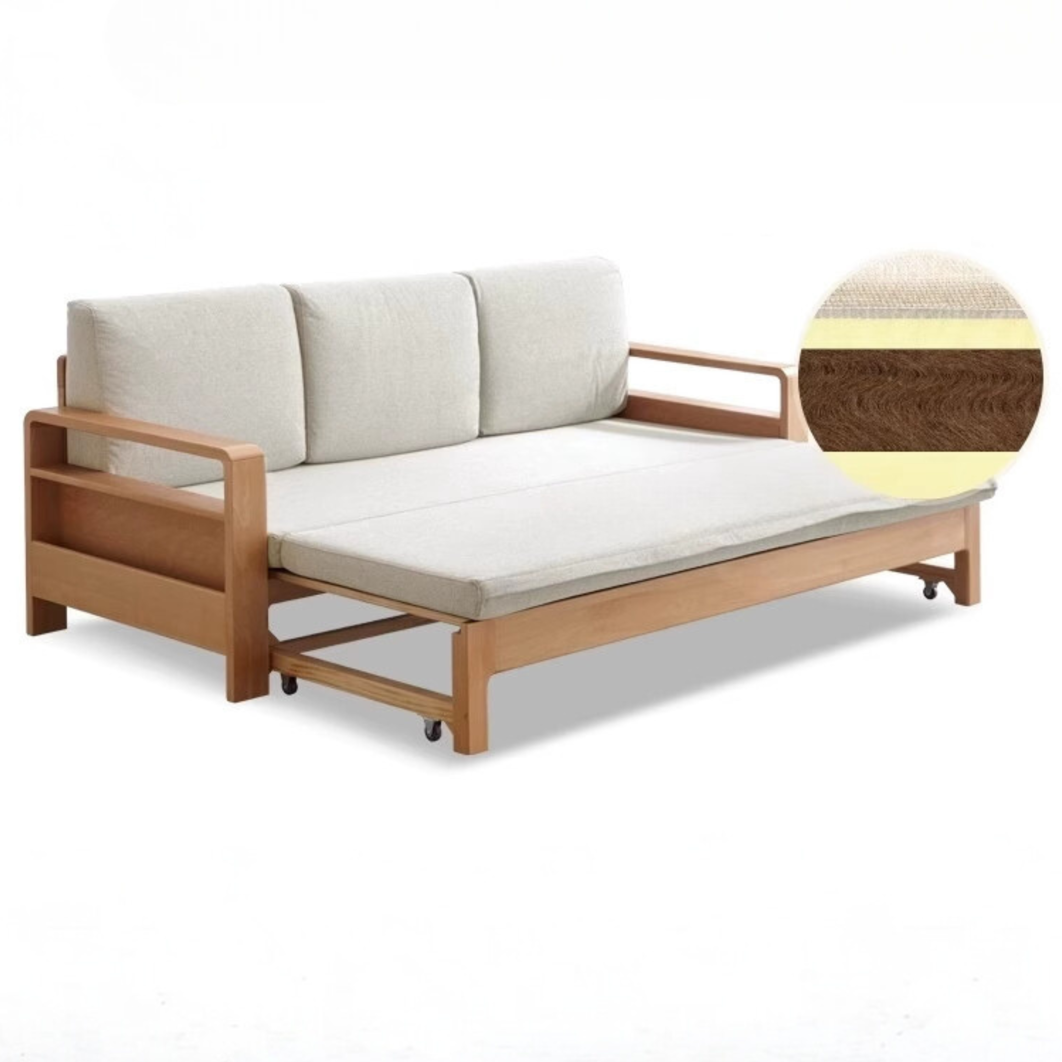 Oak, Beech Solid Wood Sleeper Sofa: