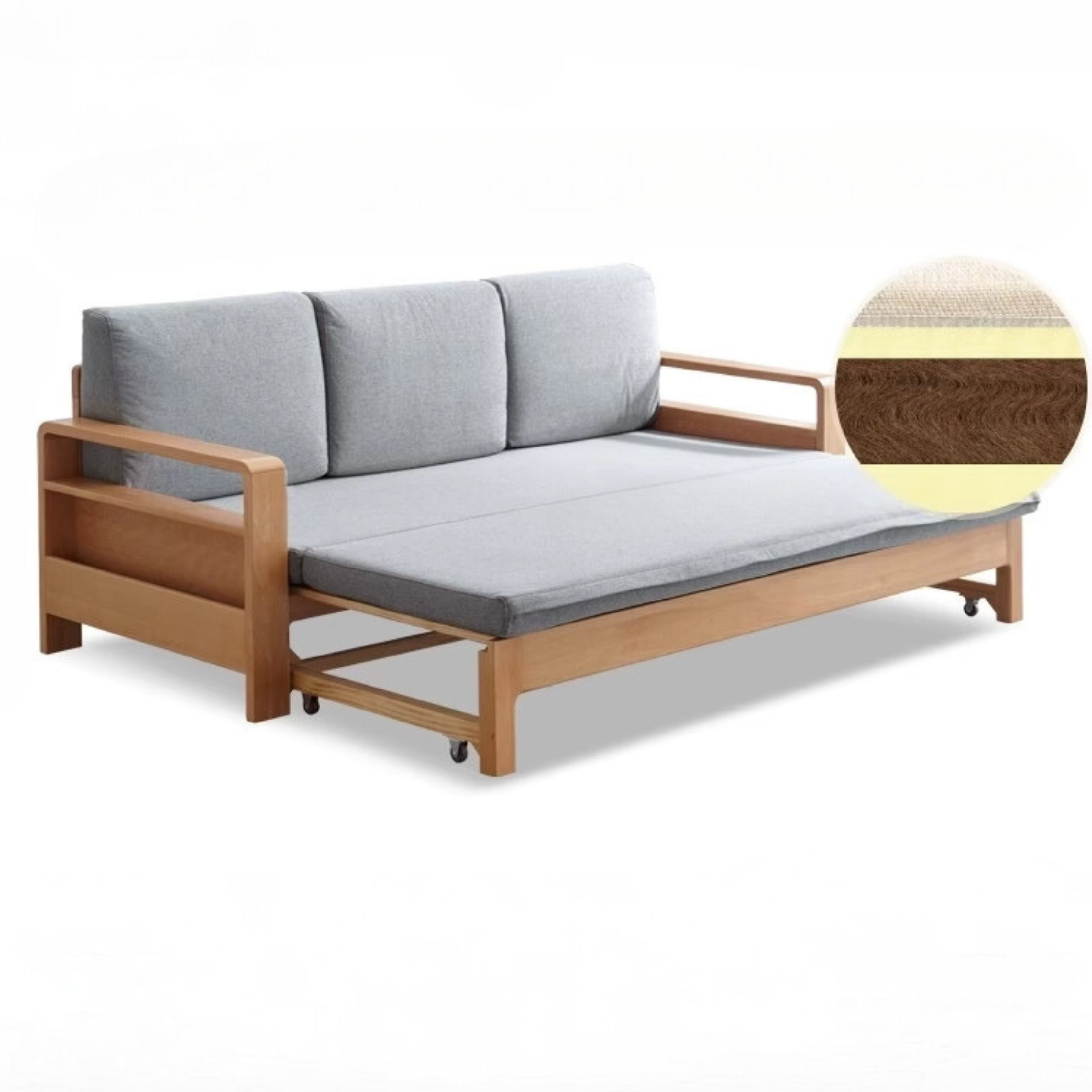Oak, Beech Solid Wood Sleeper Sofa:
