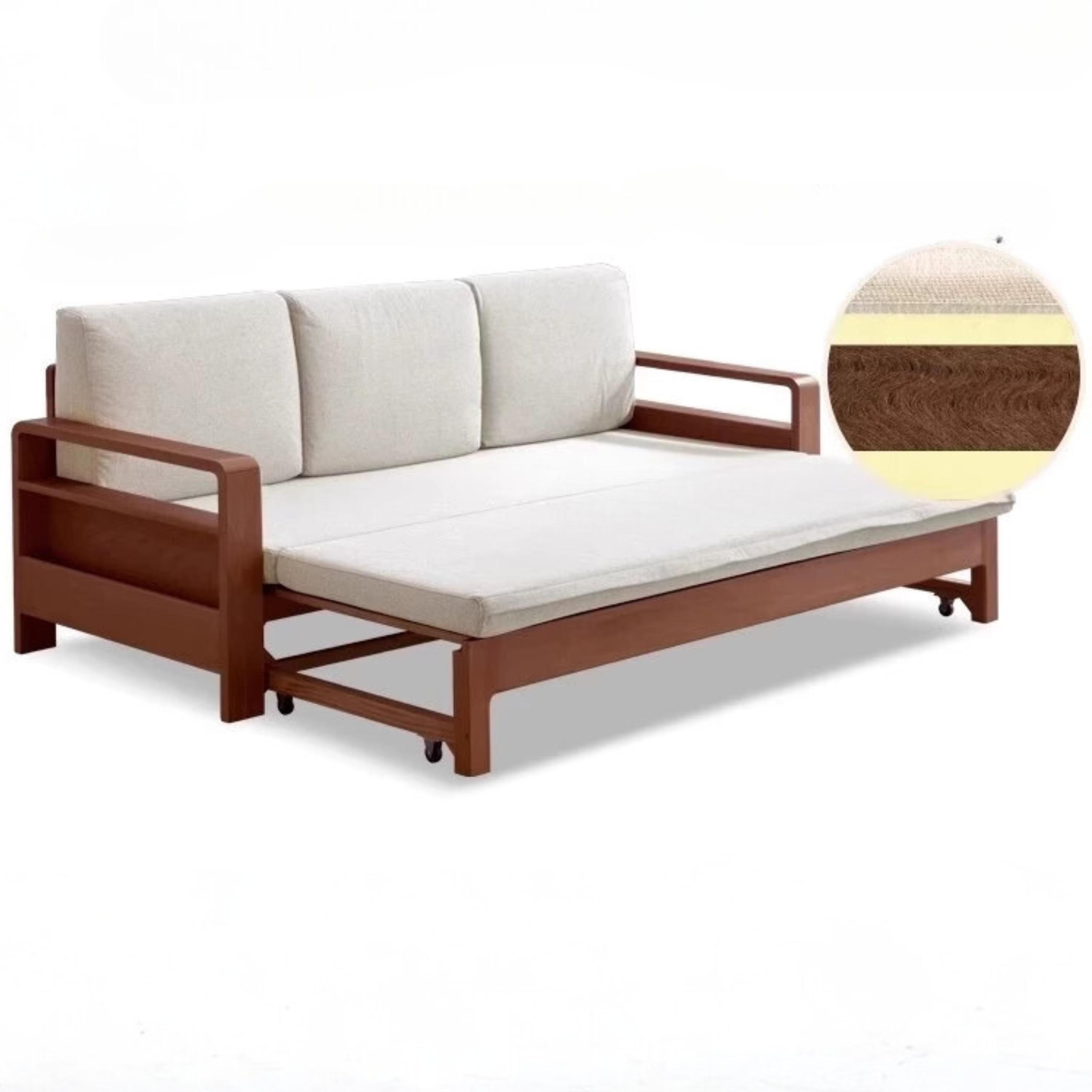 Oak, Beech Solid Wood Sleeper Sofa: