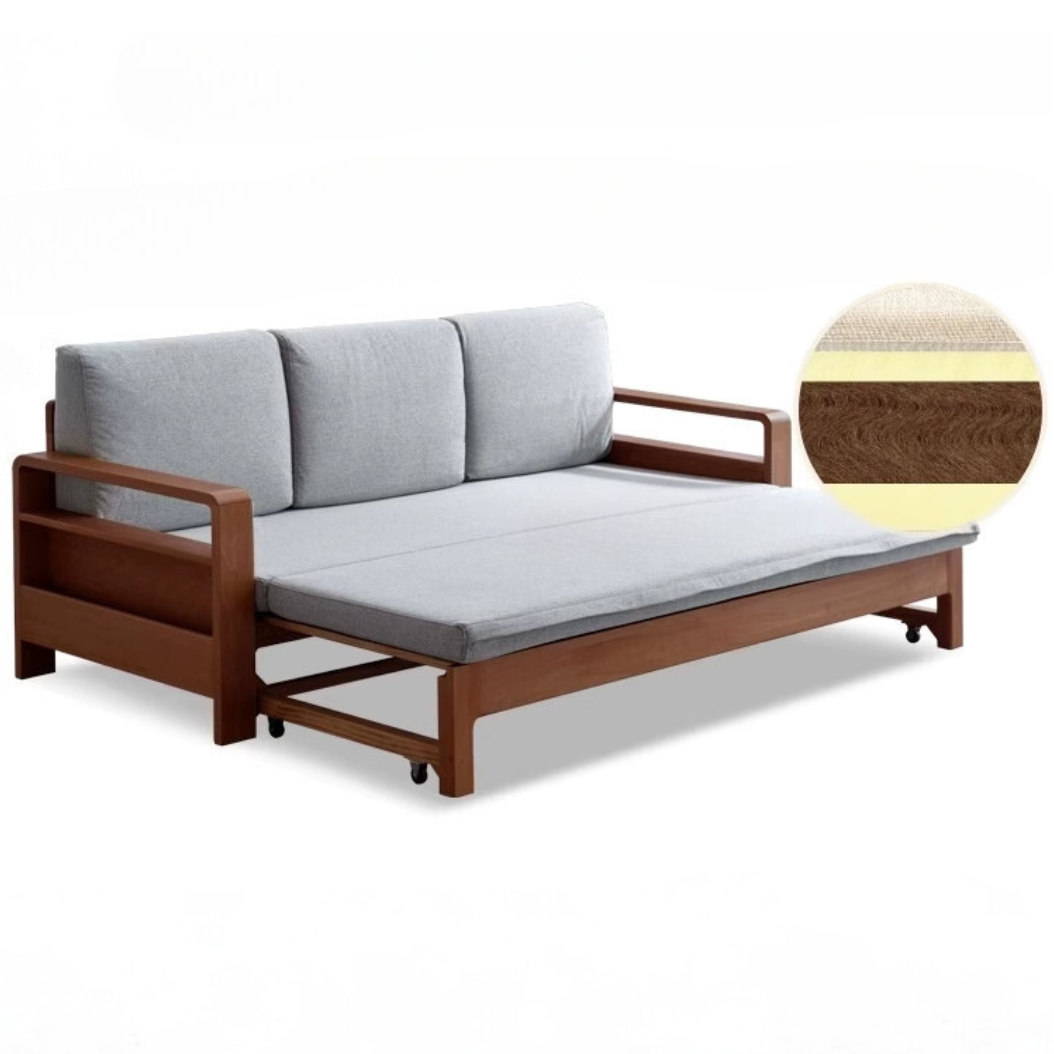 Oak, Beech Solid Wood Sleeper Sofa: