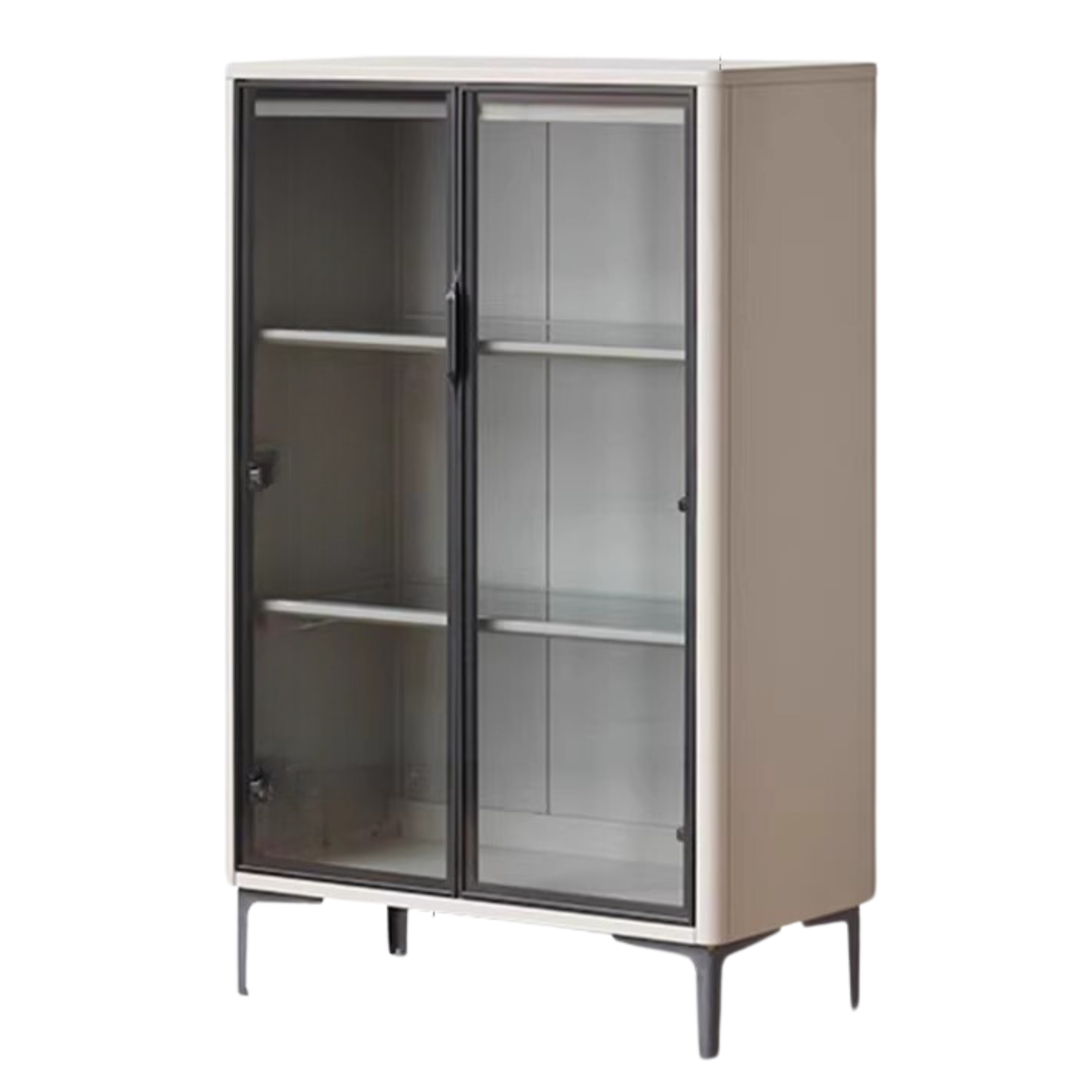 Poplar Solid Wood Wine Cabinet, Display Cabinet Glass Door Light Luxury