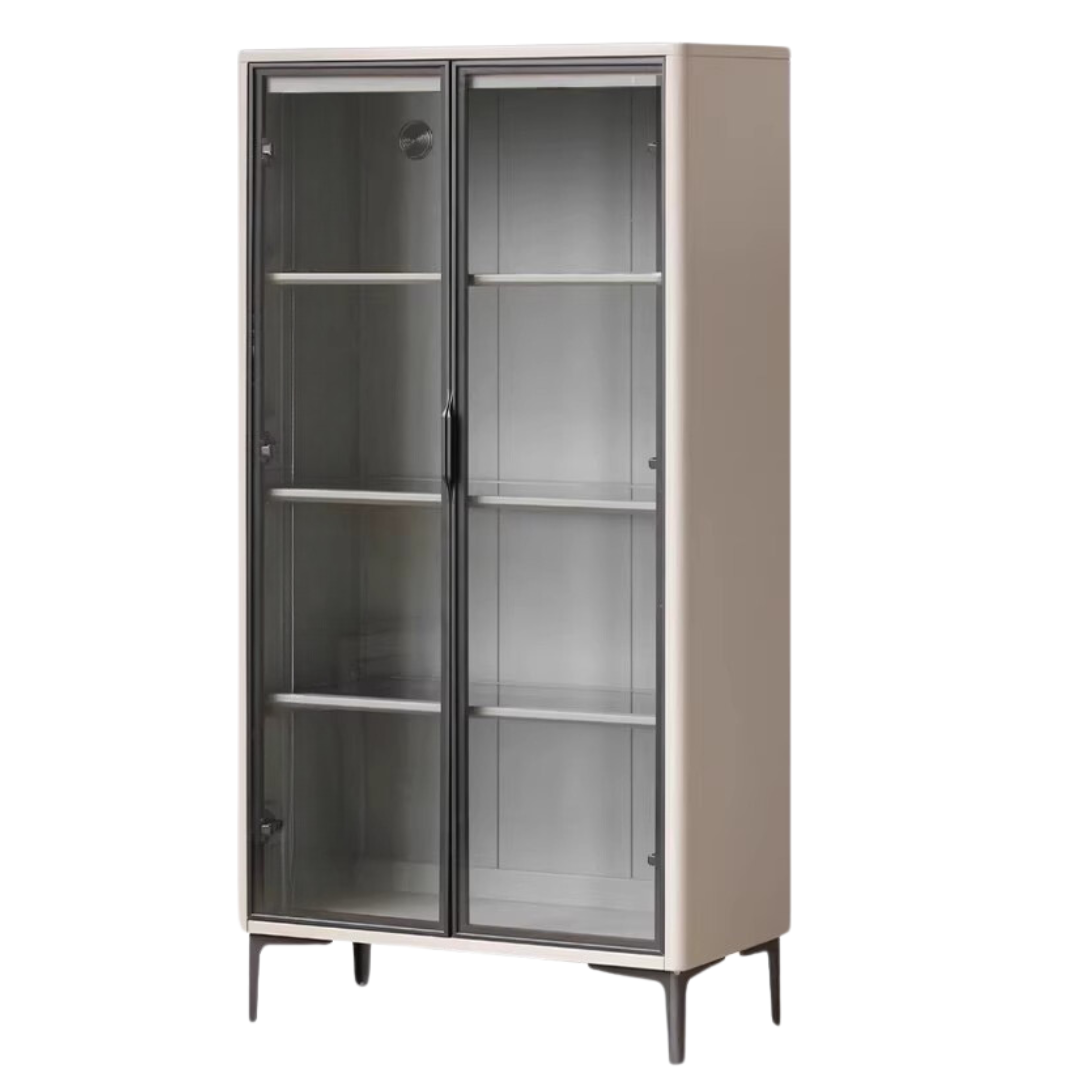 Poplar Solid Wood Wine Cabinet, Display Cabinet Glass Door Light Luxury
