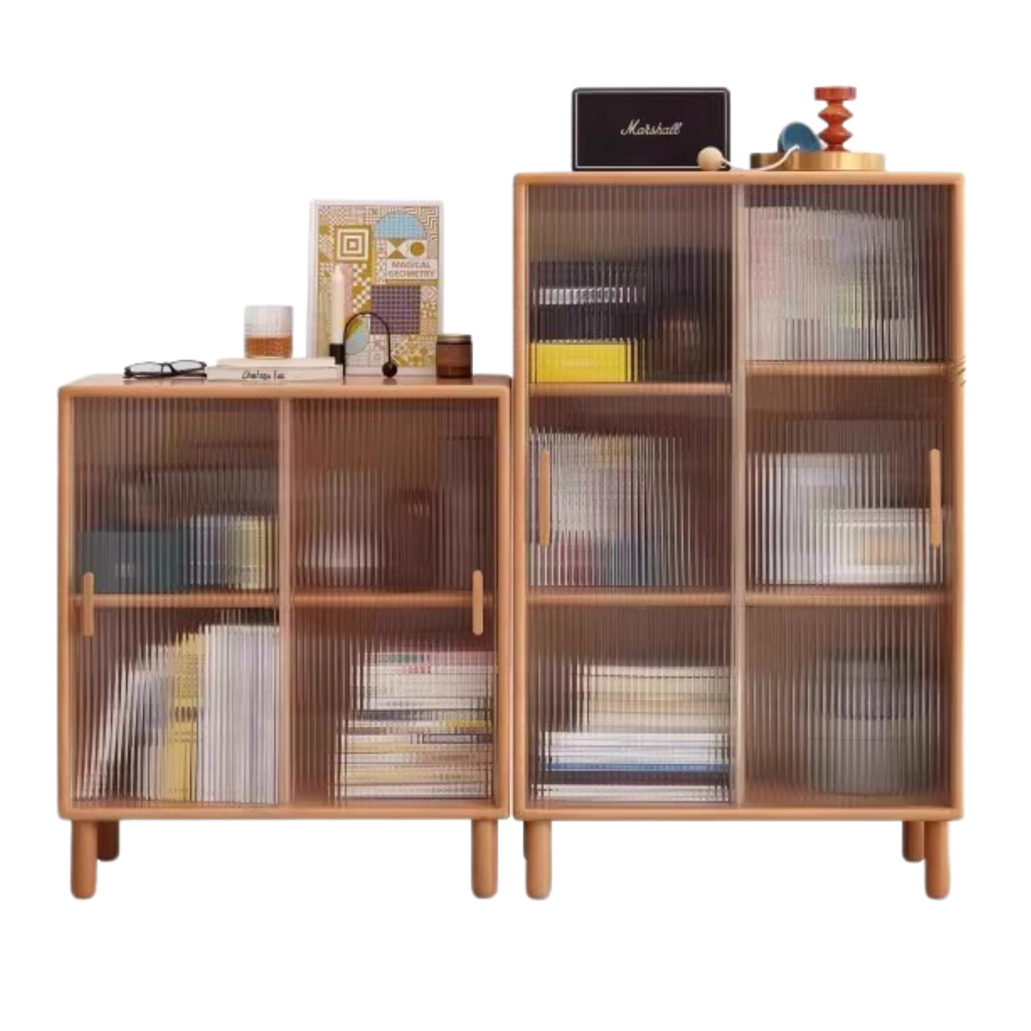 Beech Solid Wood Sliding Door Side Cabinet