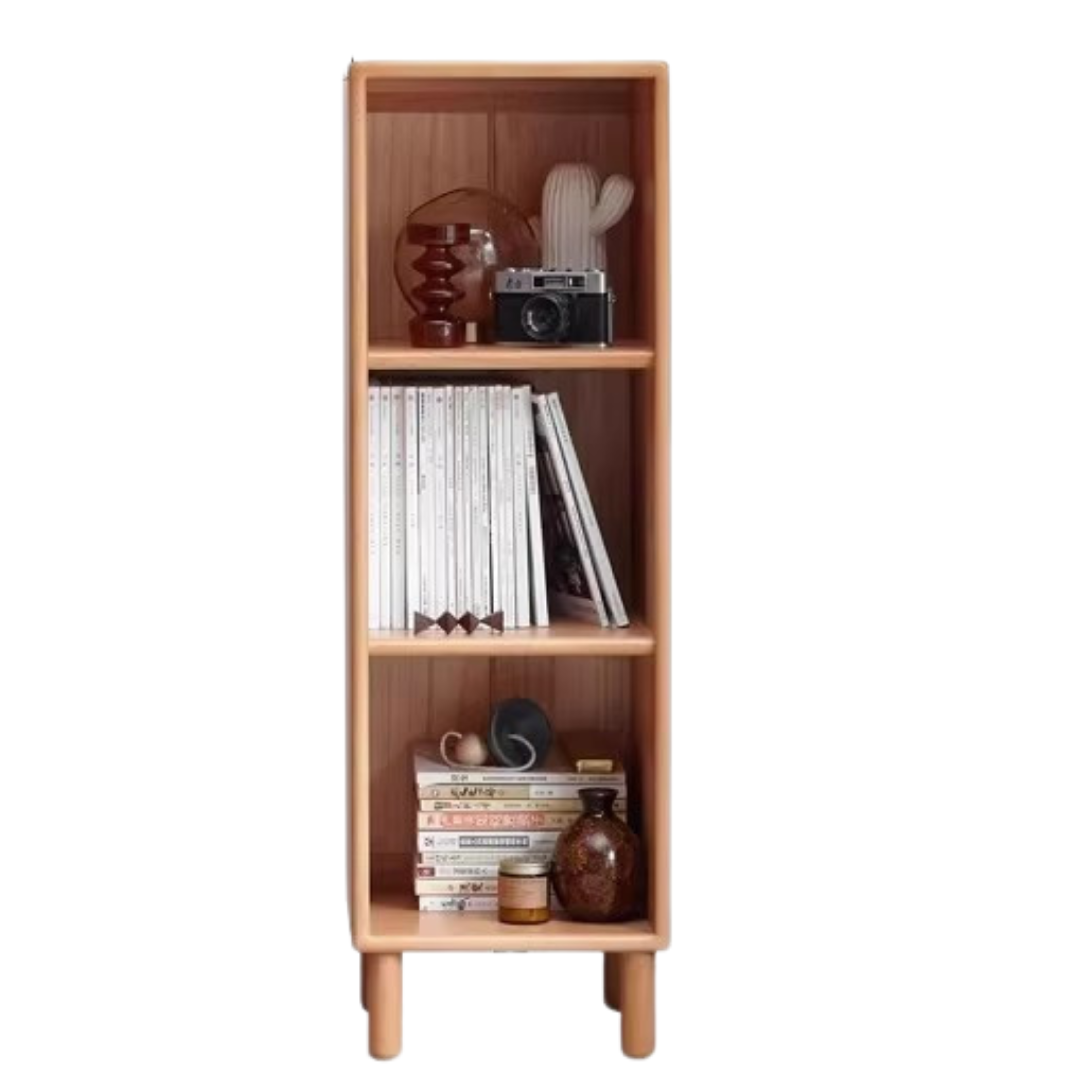 Beech Solid Wood Small Bookshelf Side Cabinet