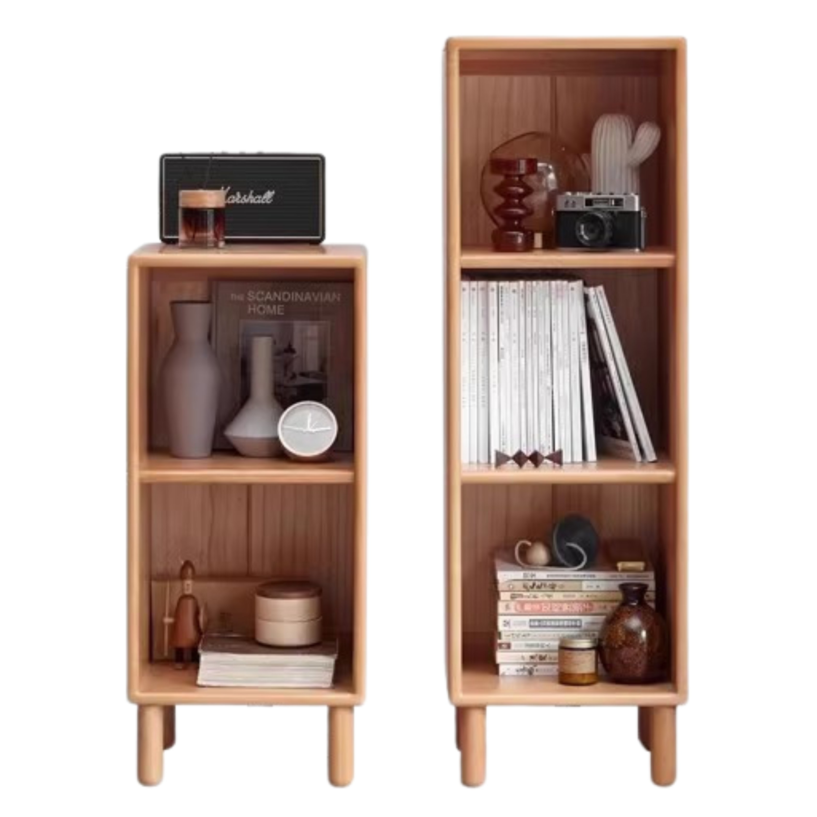 Beech Solid Wood Small Bookshelf Side Cabinet