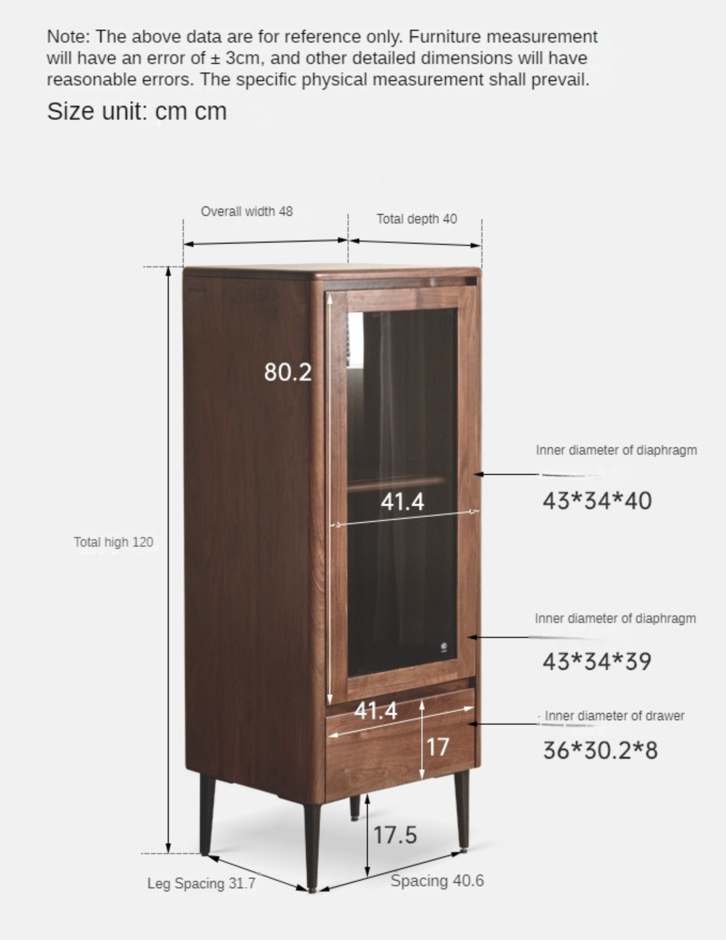 Black Walnut Solid Wood Rock Side Cabinet.