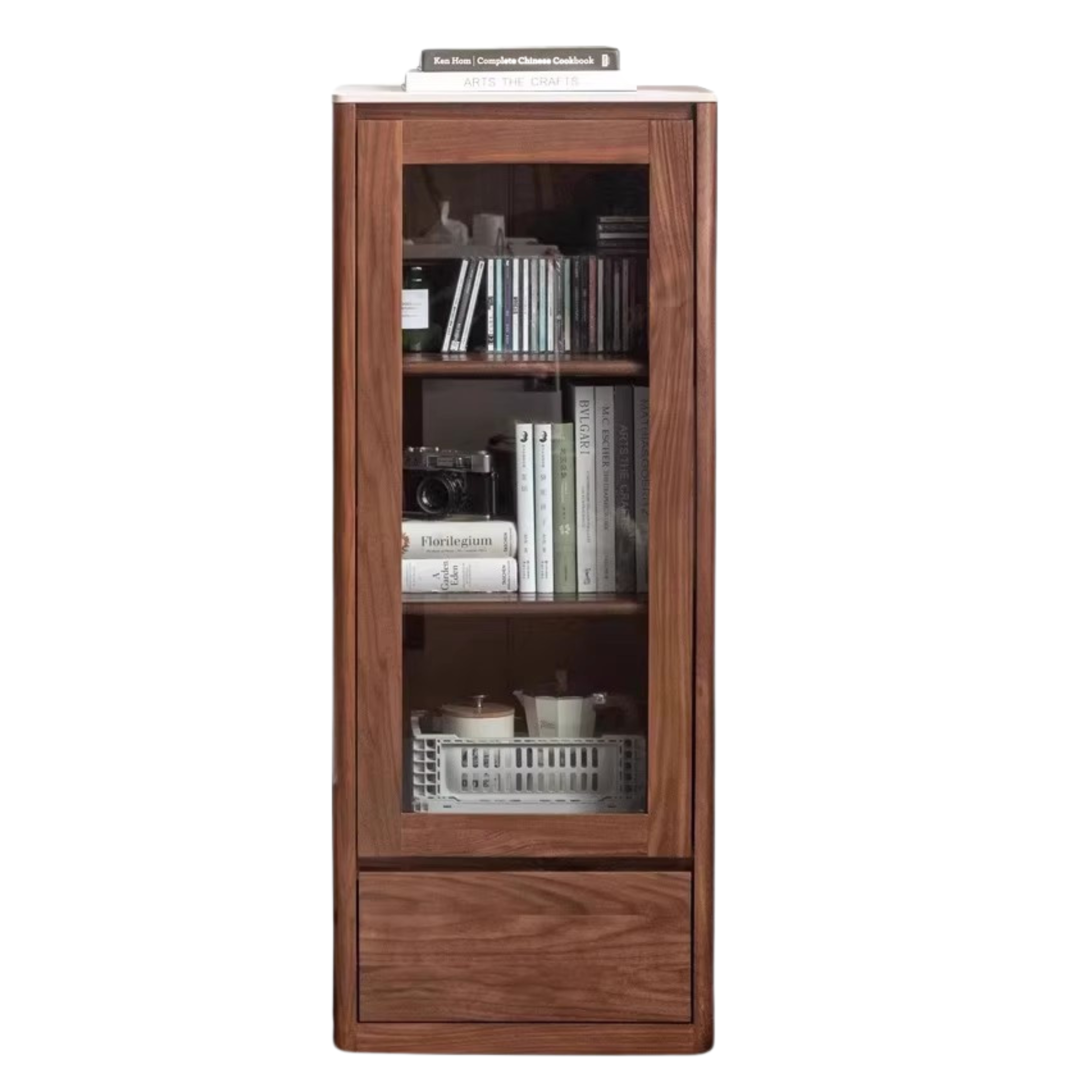 Black Walnut, Sandalwood Solid Wood Rock Slab Side Cabinet