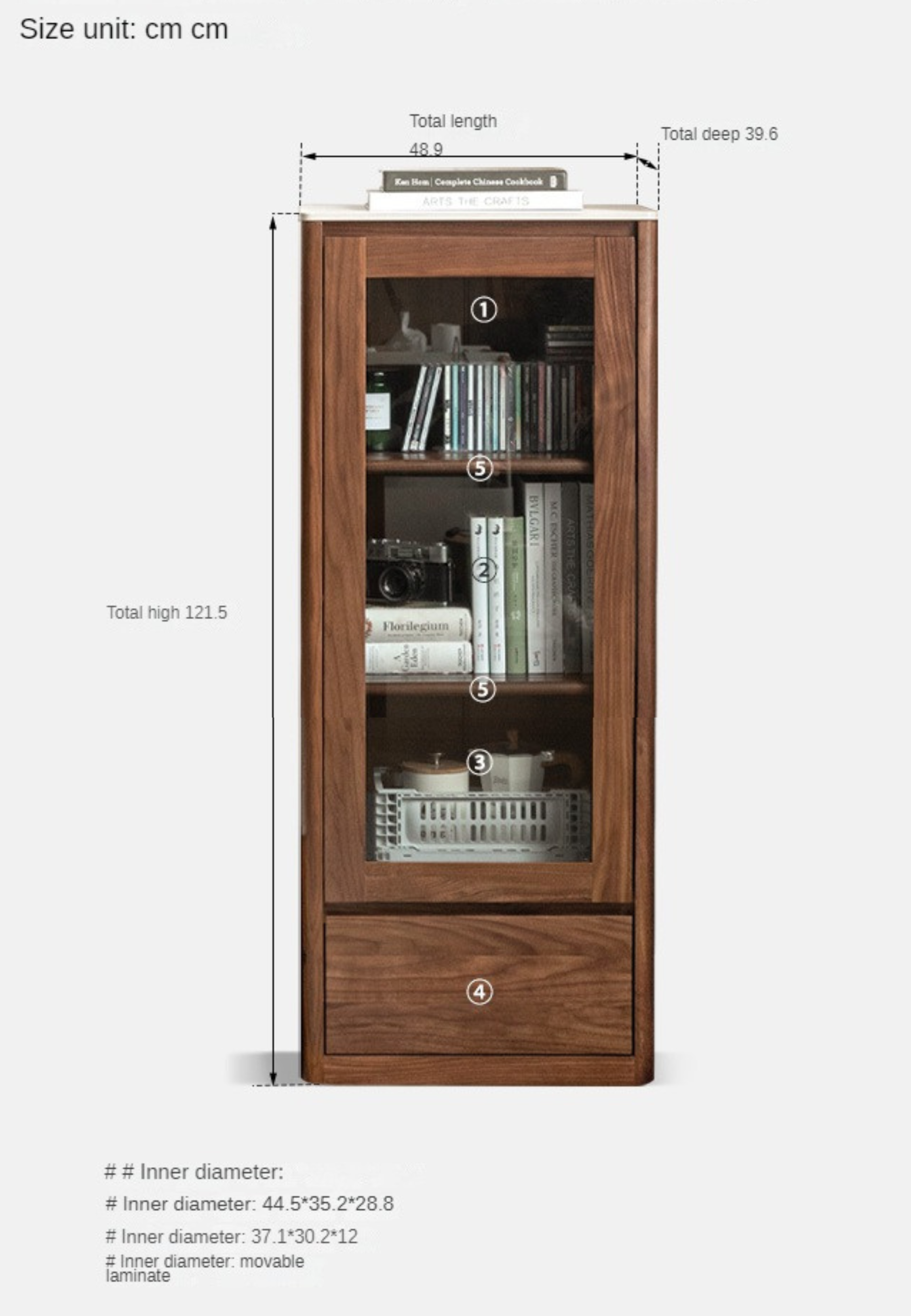 Black Walnut, Sandalwood Solid Wood Rock Slab Side Cabinet