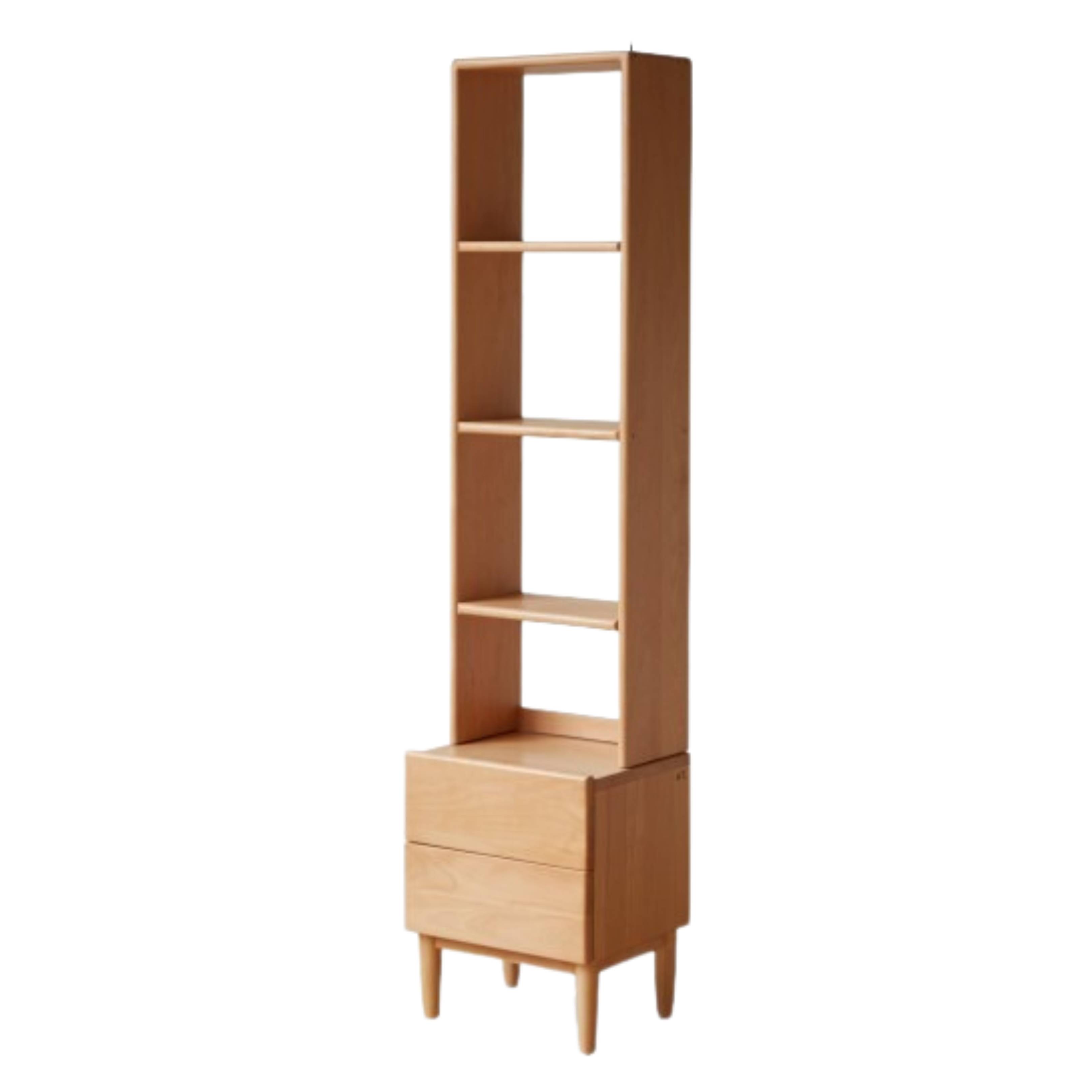 Beech Solid Wood Nightstand and Elevated Storage Rack, Bedside Bookshelf.