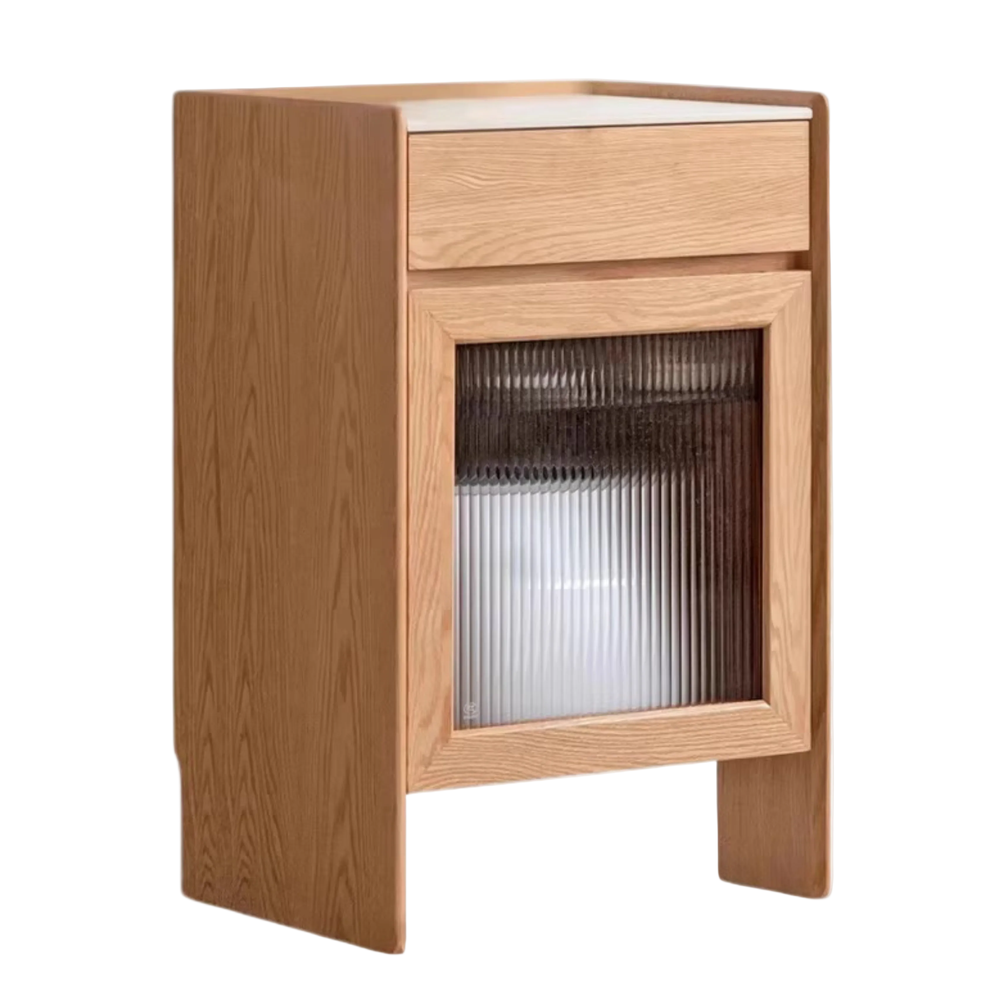 Oak Solid Wood Sweeping Robot Storage Side Cabinet Rock Slab.