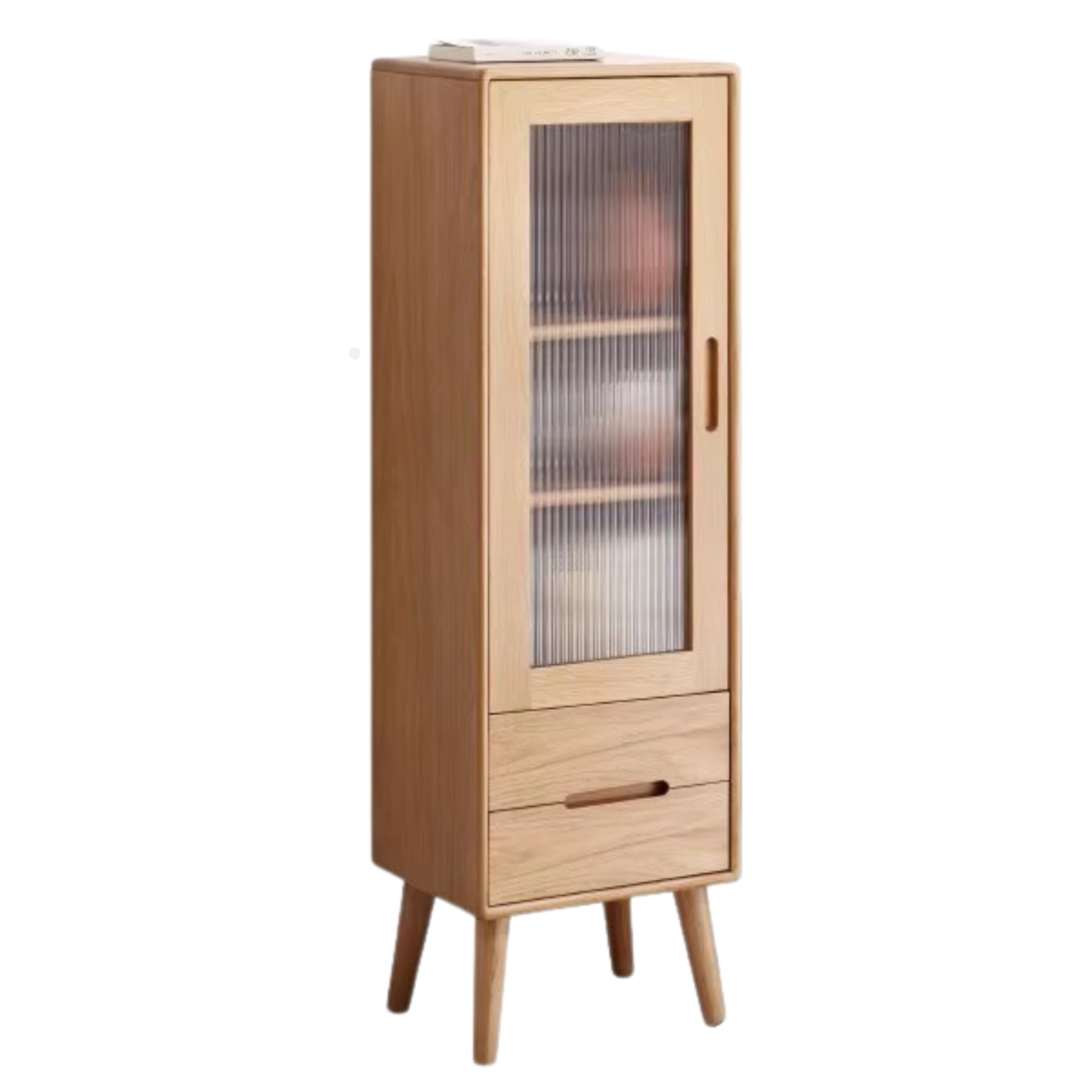 Oak Solid Wood TV High Side Cabinet Glass Door