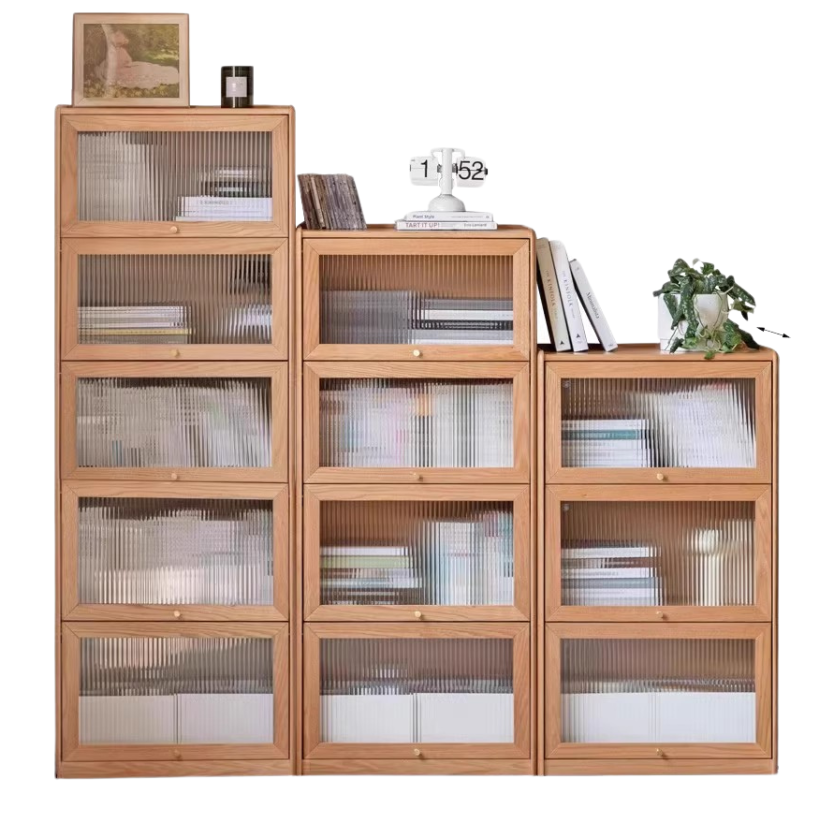 Oak Solid Wood Flipped Door Side Cabinet Free Combination