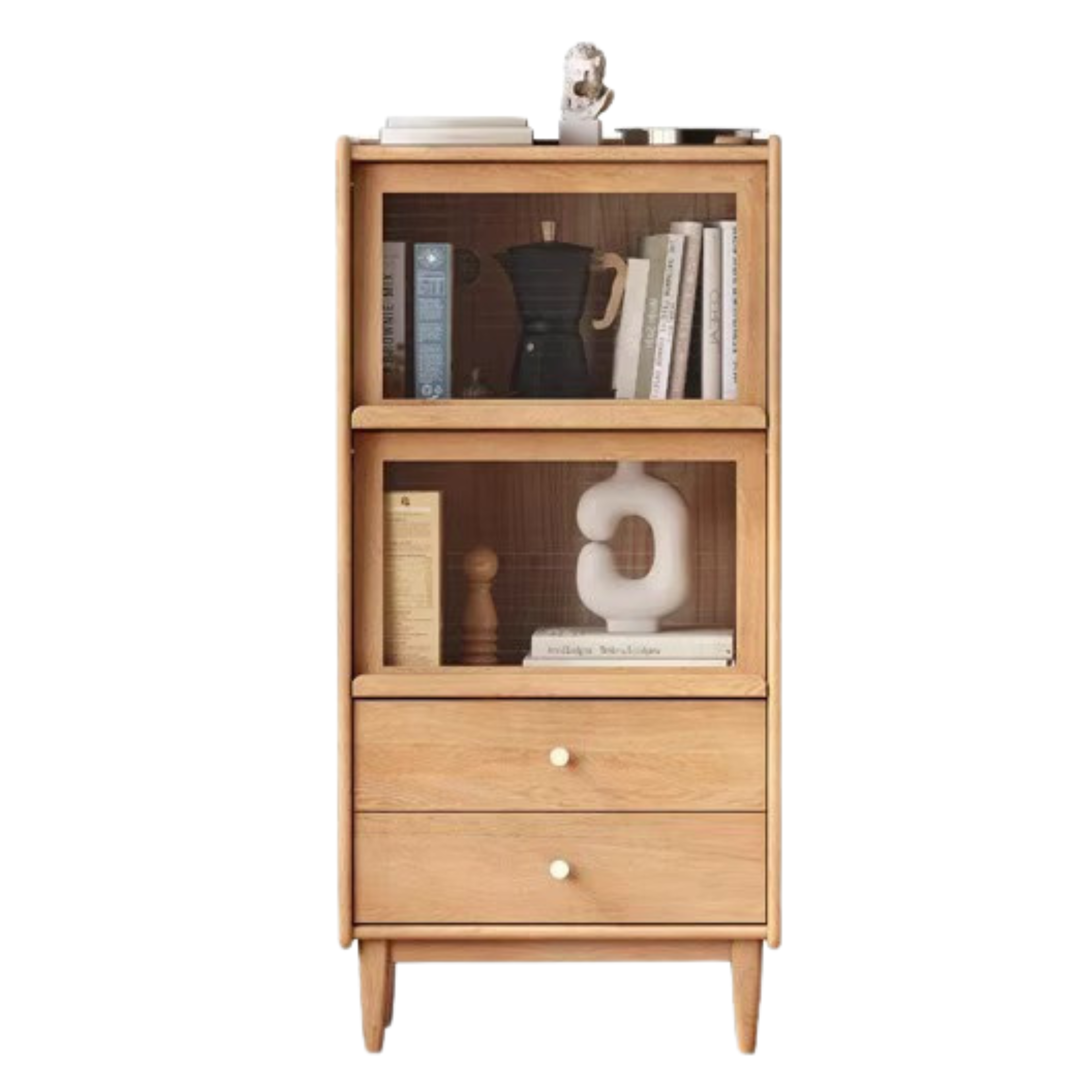 Oak, Ash Solid Wood Flip Door Side Cabinet LED Light