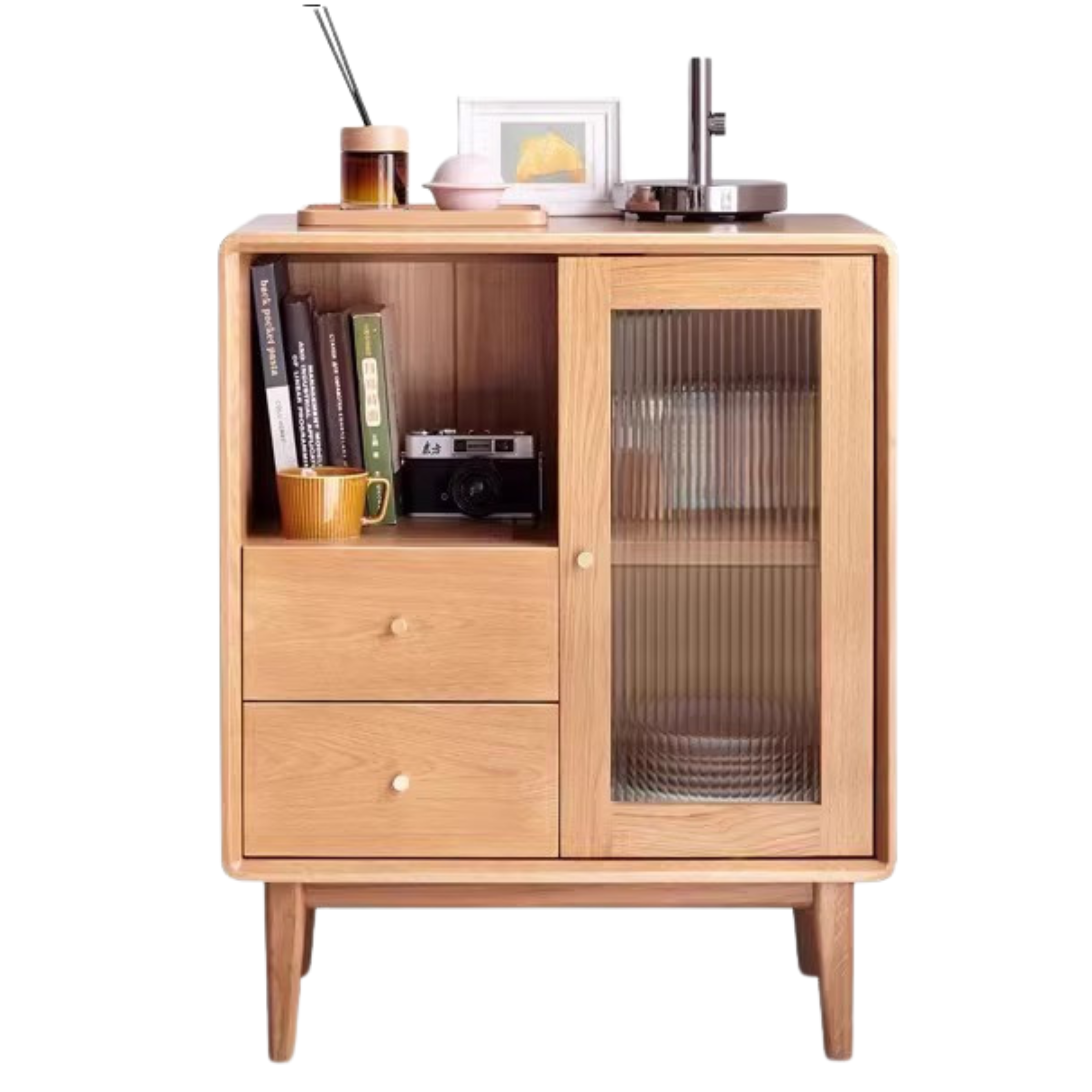 Rubberwood, Beech, Oak Solid Wood Nordic Side Cabinet