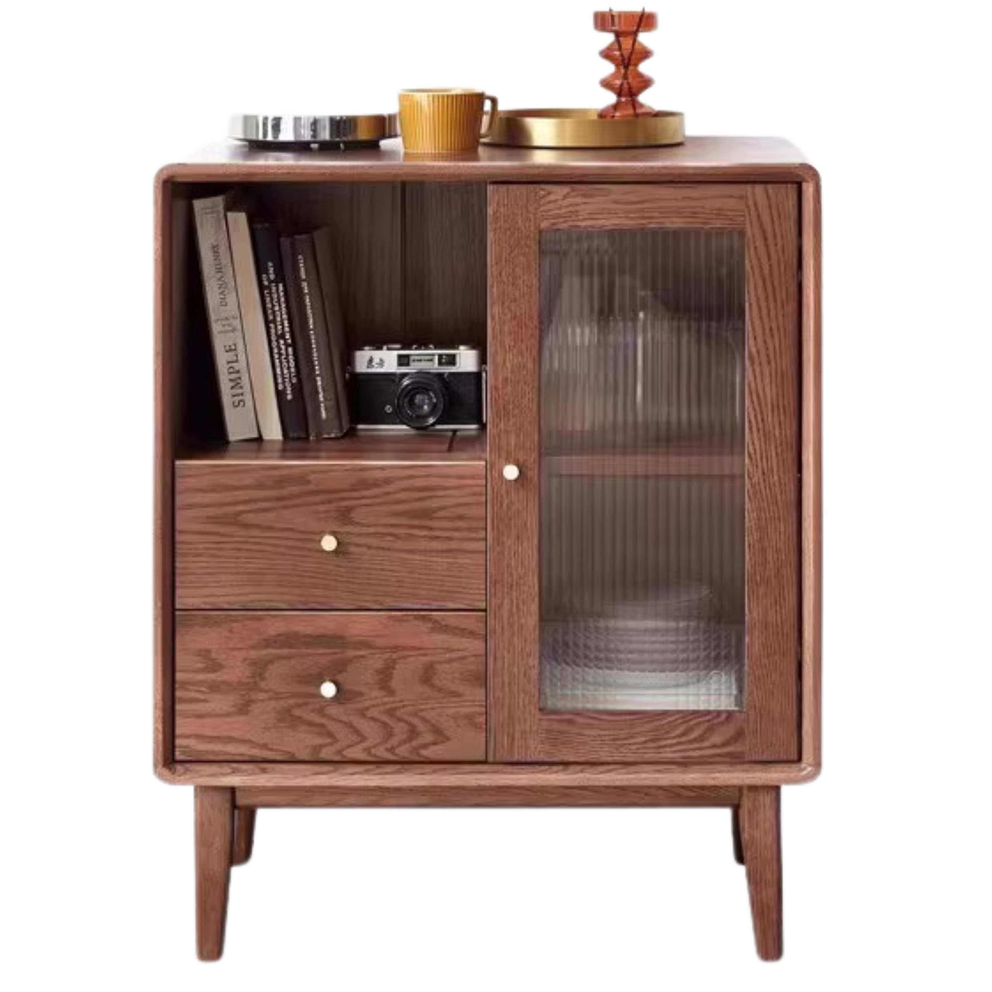 Rubberwood, Beech, Oak Solid Wood Nordic Side Cabinet