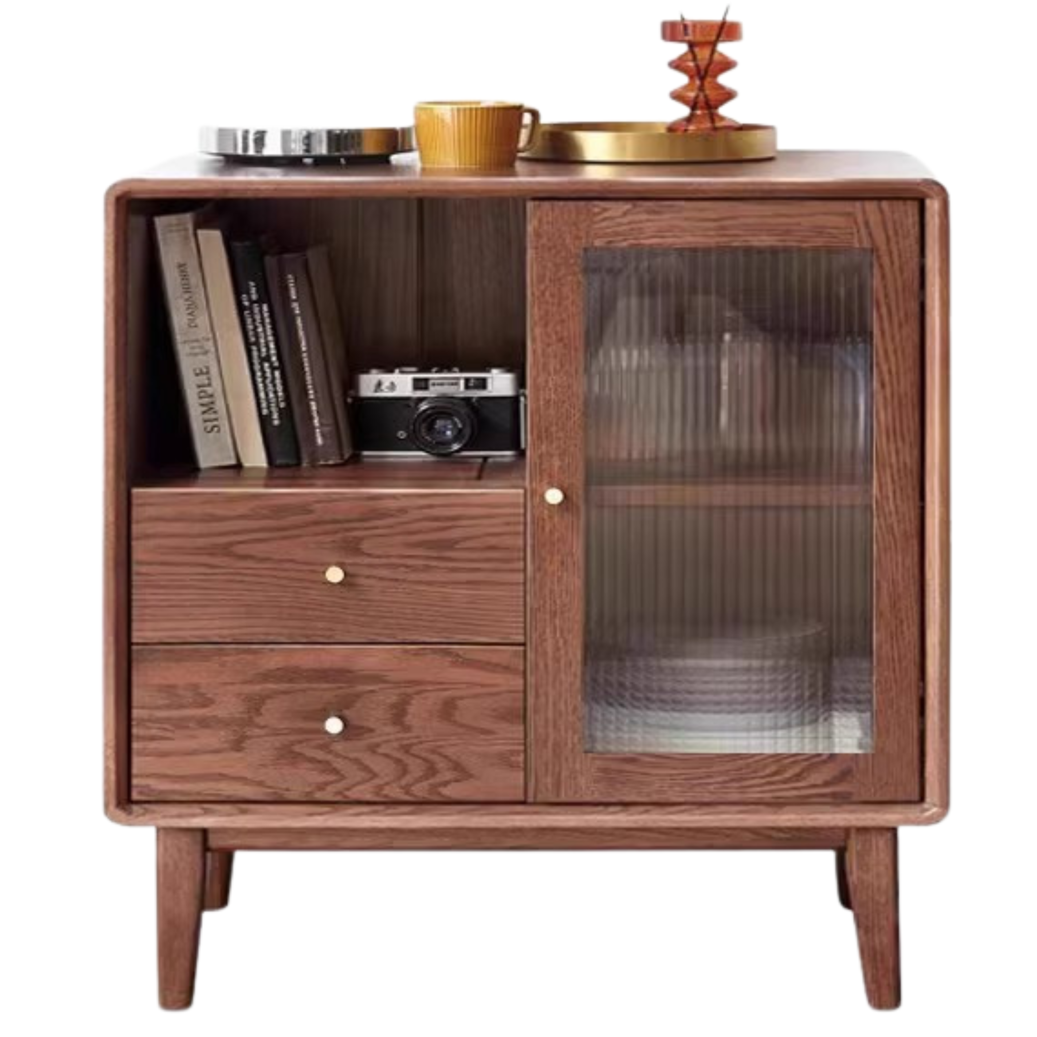 Rubberwood, Beech, Oak Solid Wood Nordic Side Cabinet