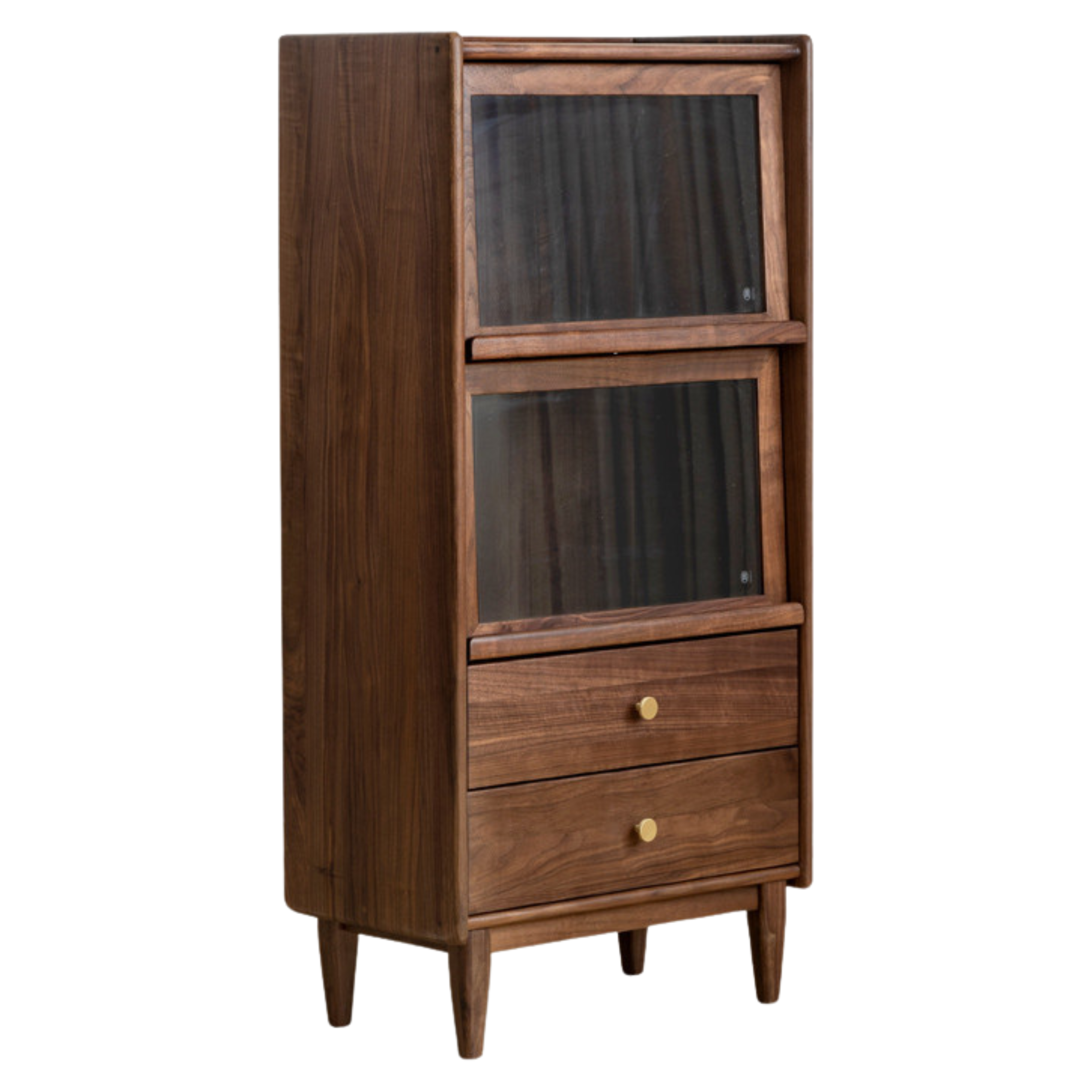 Sandalwood, Black Walnut, Oak Solid Wood Side Cabinet Flip Door LED Lights