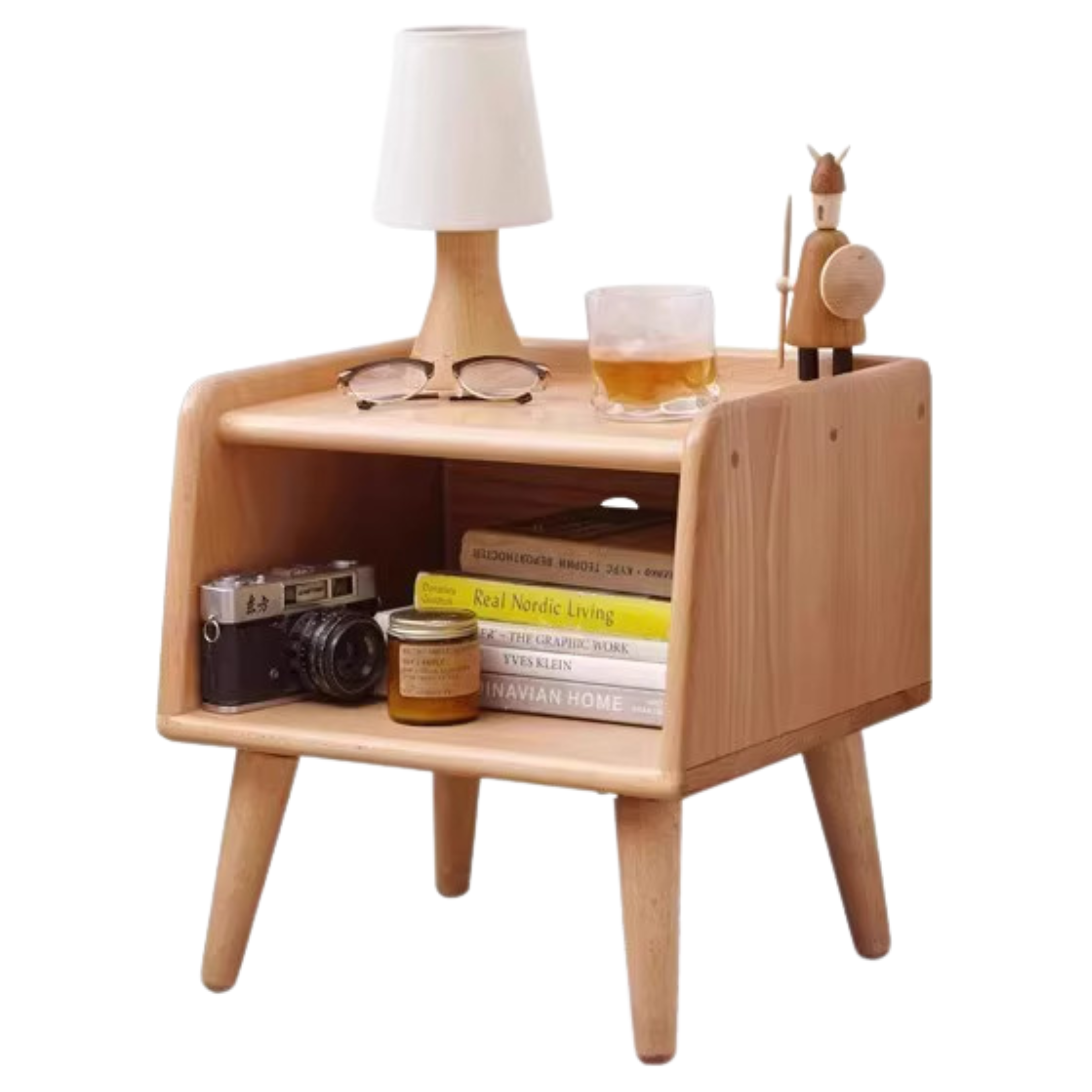 Beech solid wood Fully open nightstand