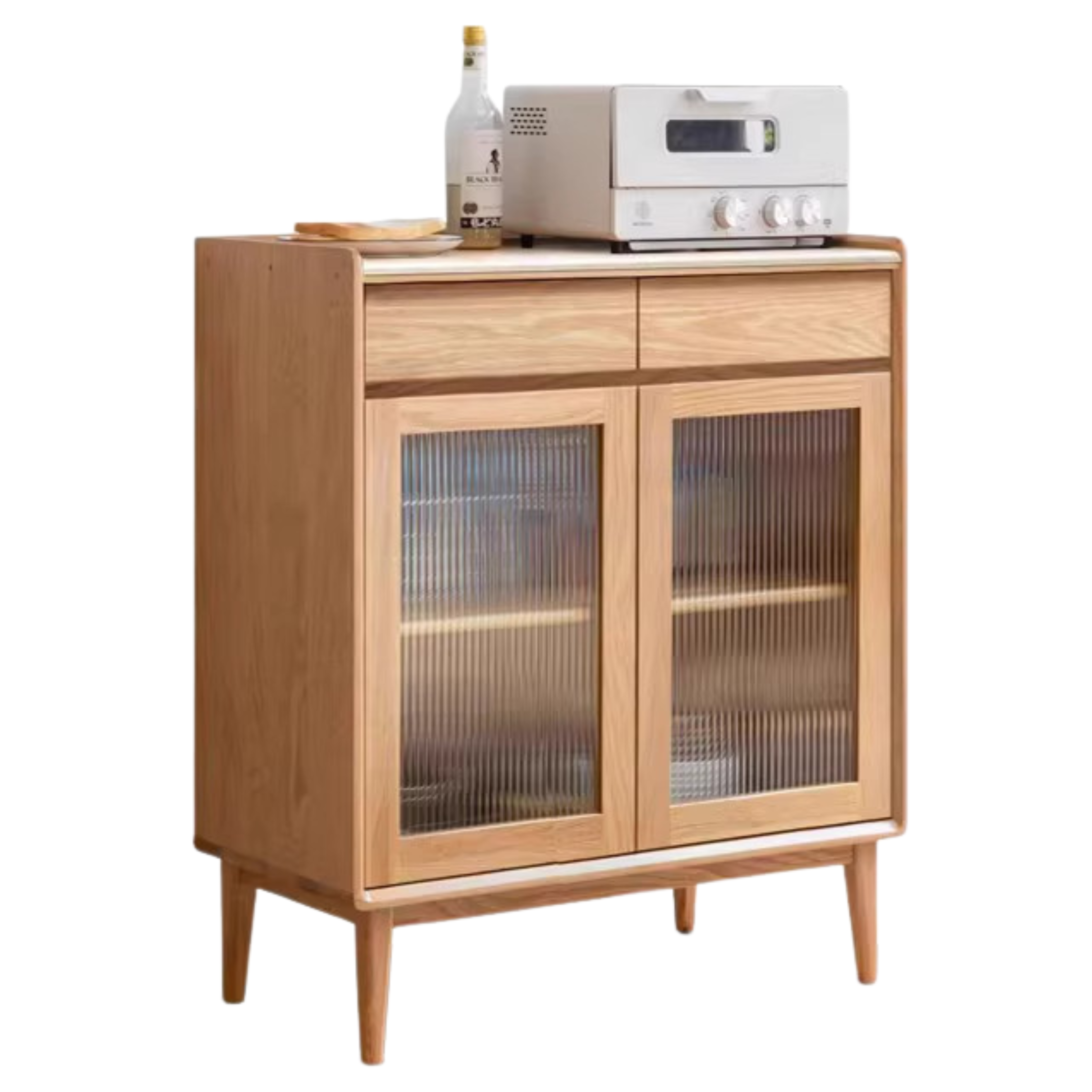 Oak Solid Wood, Solid RubberWood Nordic Modern Sideboard