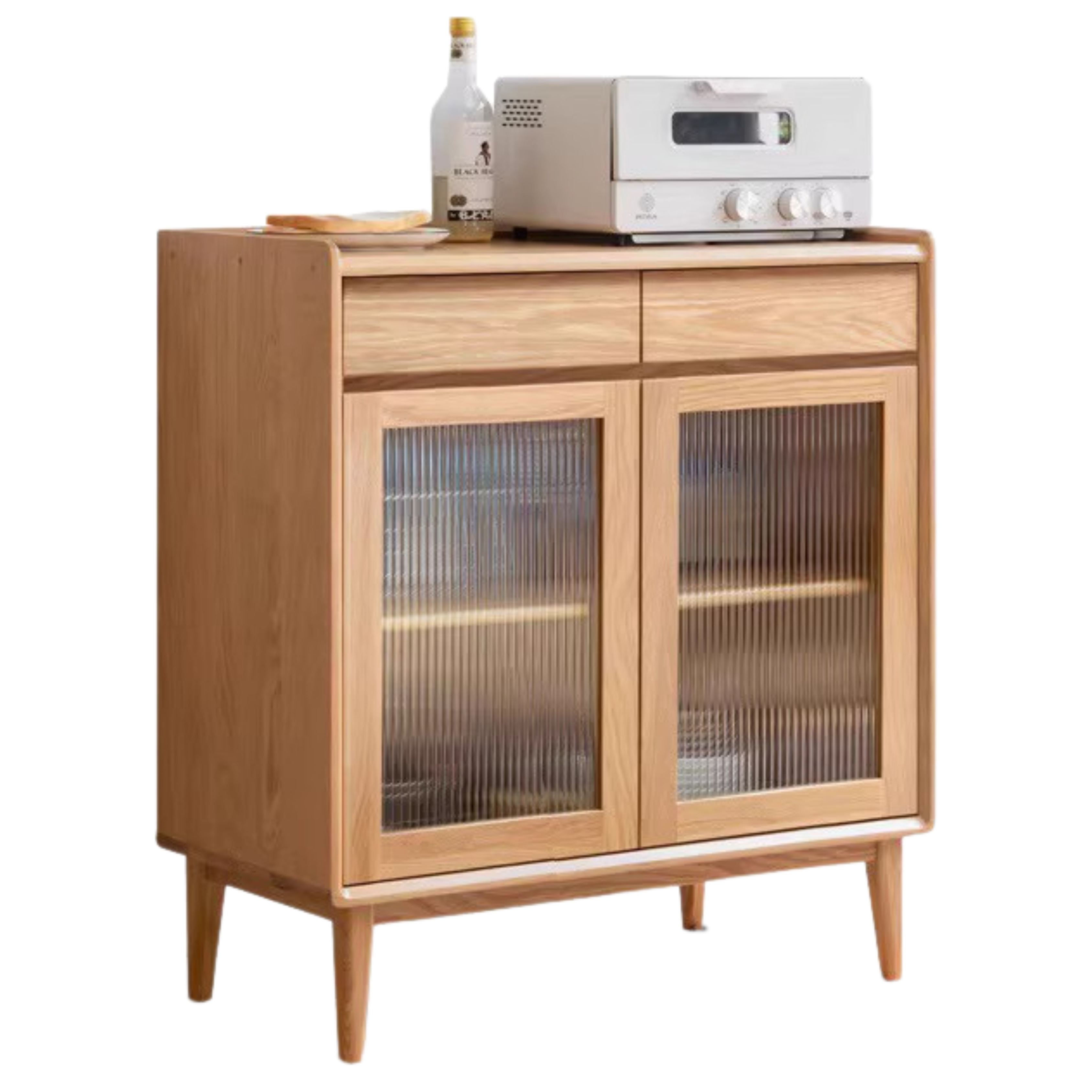 Oak Solid Wood, Solid RubberWood Nordic Modern Sideboard