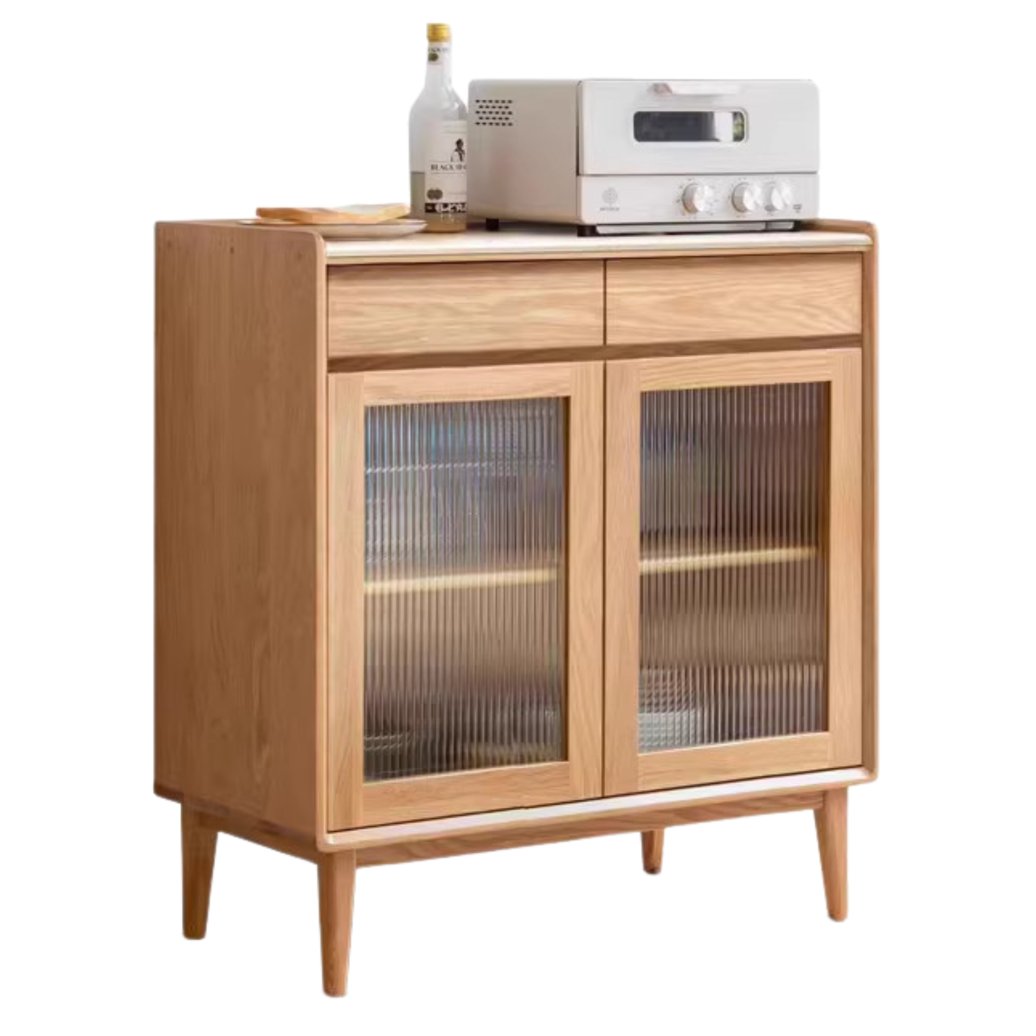 Oak Solid Wood, Solid RubberWood Nordic Modern Sideboard