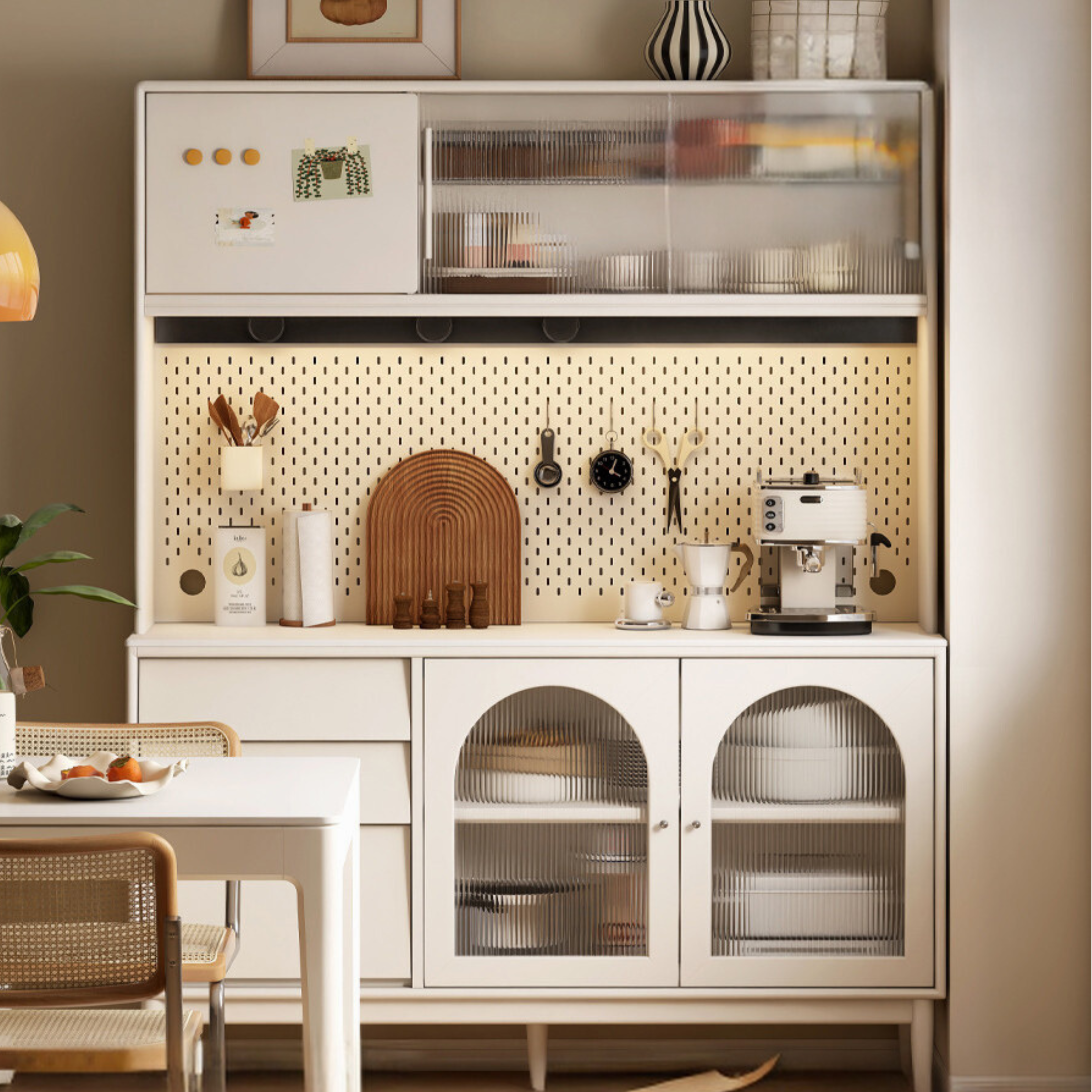 Poplar Solid Wood, Solid Rubberwood Sideboard, Buffet Cabinet
