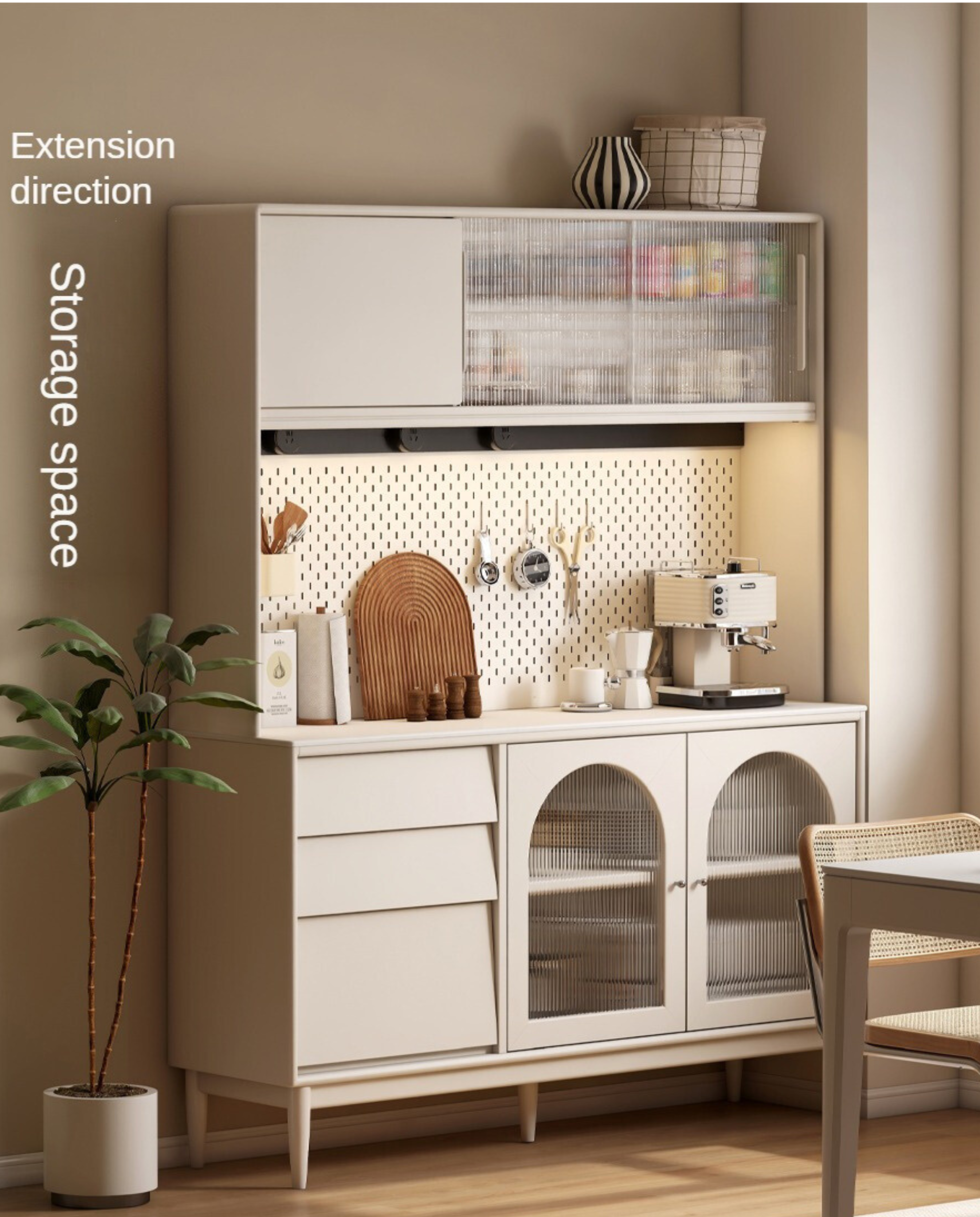 Poplar Solid Wood, Solid Rubberwood Sideboard, Buffet Cabinet