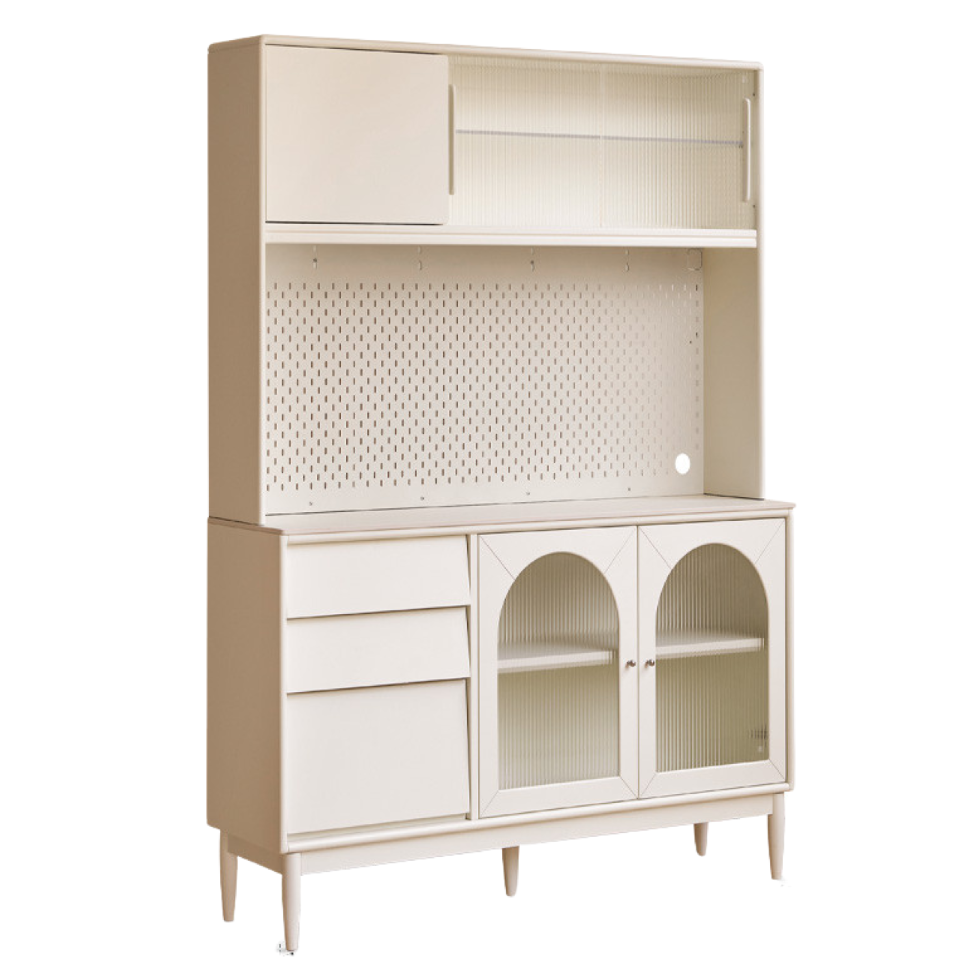 Solid Rubberwood Sideboard, Buffet Cabinet