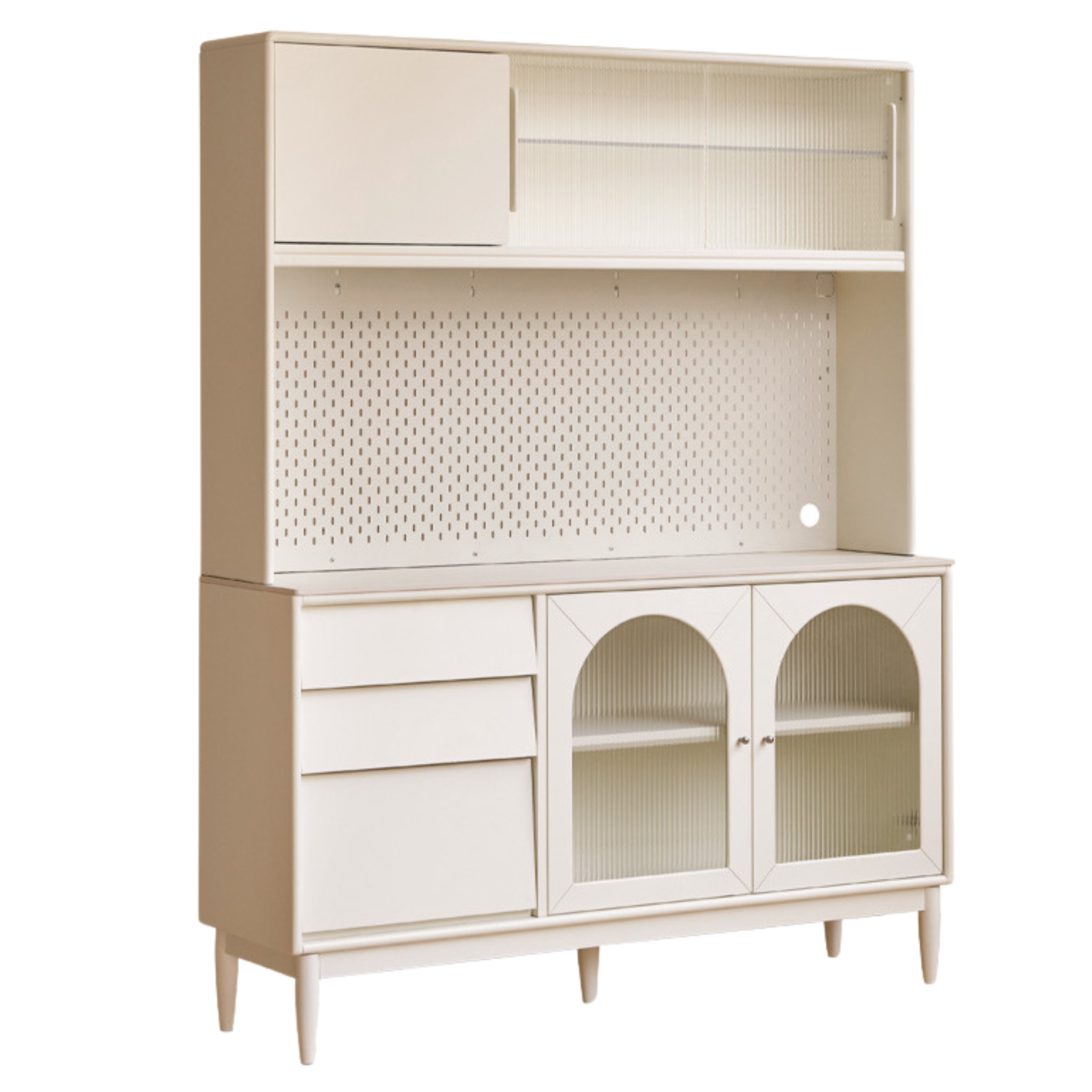 Solid Rubberwood Sideboard, Buffet Cabinet