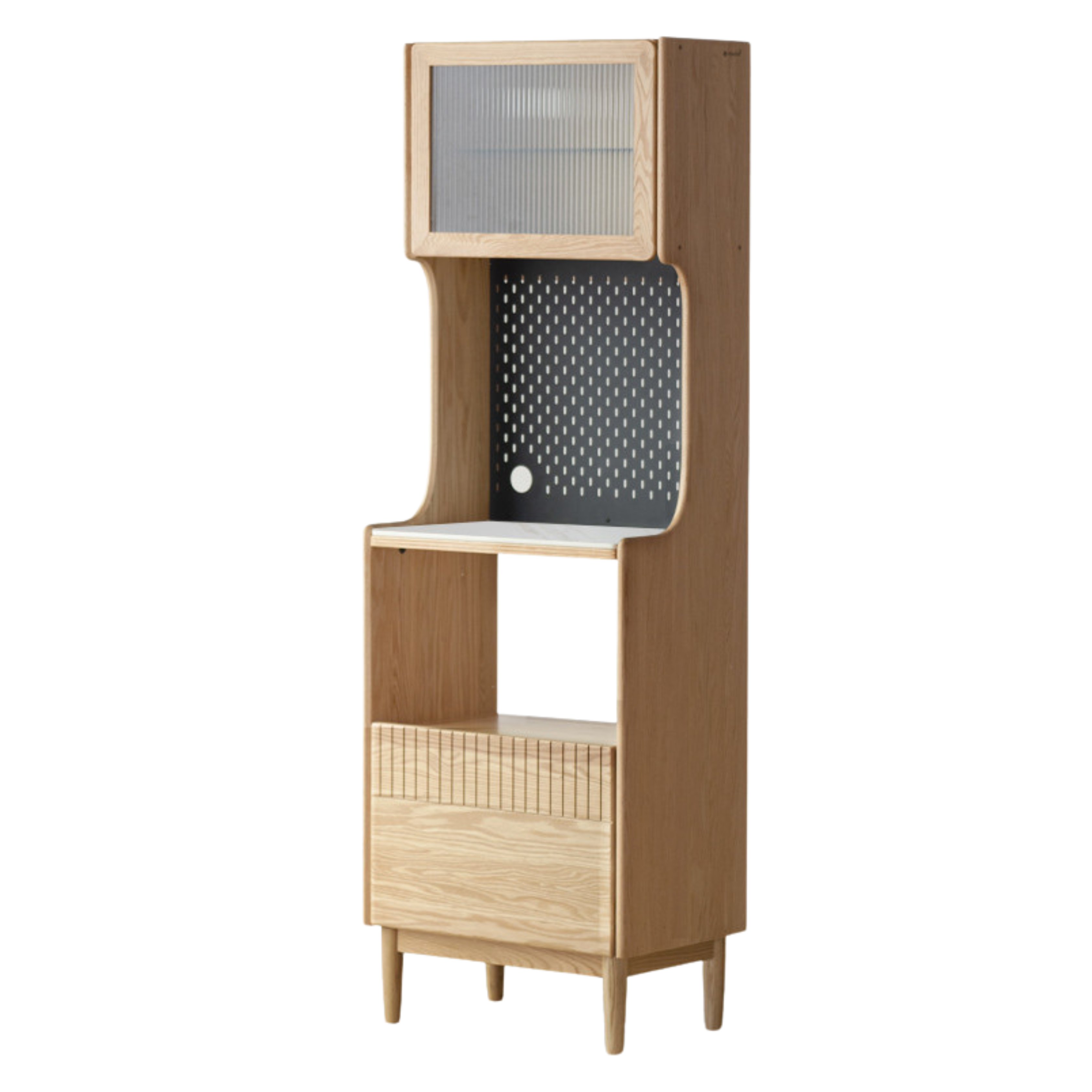 Solid RubberWood, Oak Solid Wood Sideboard Rock Board LED Light