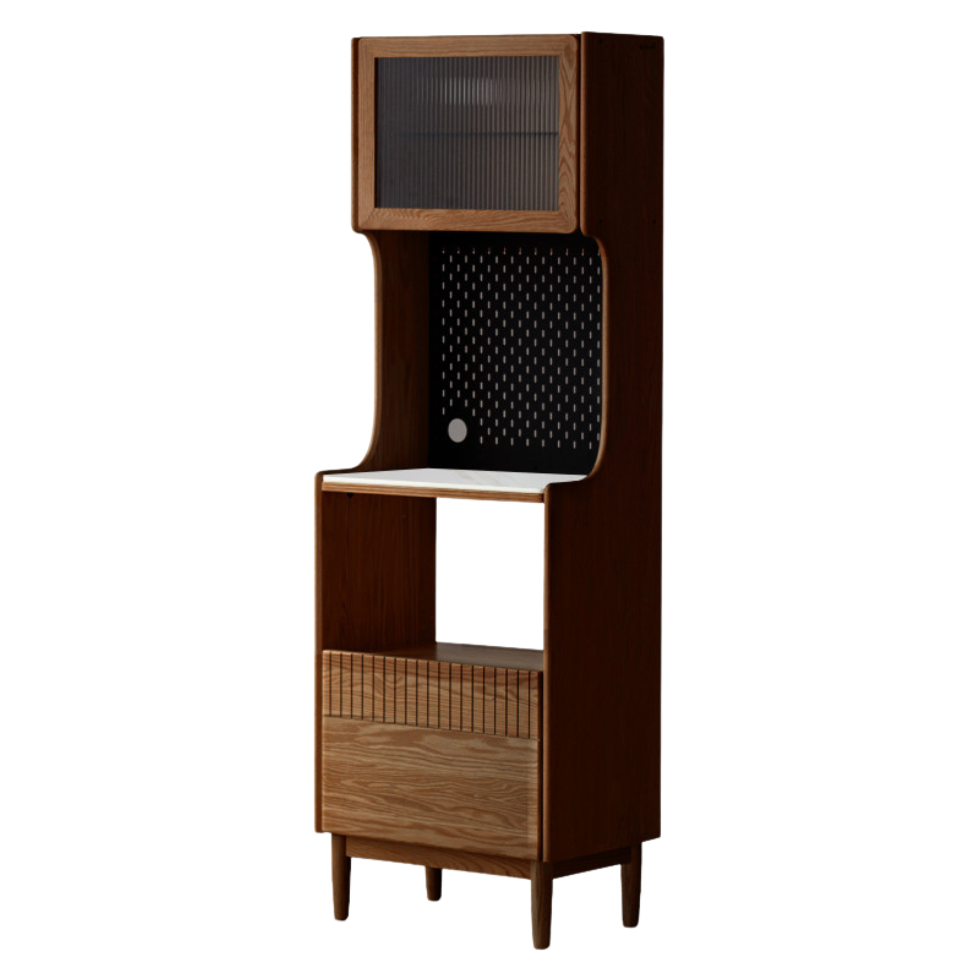 Solid RubberWood, Oak Solid Wood Sideboard Rock Board LED Light