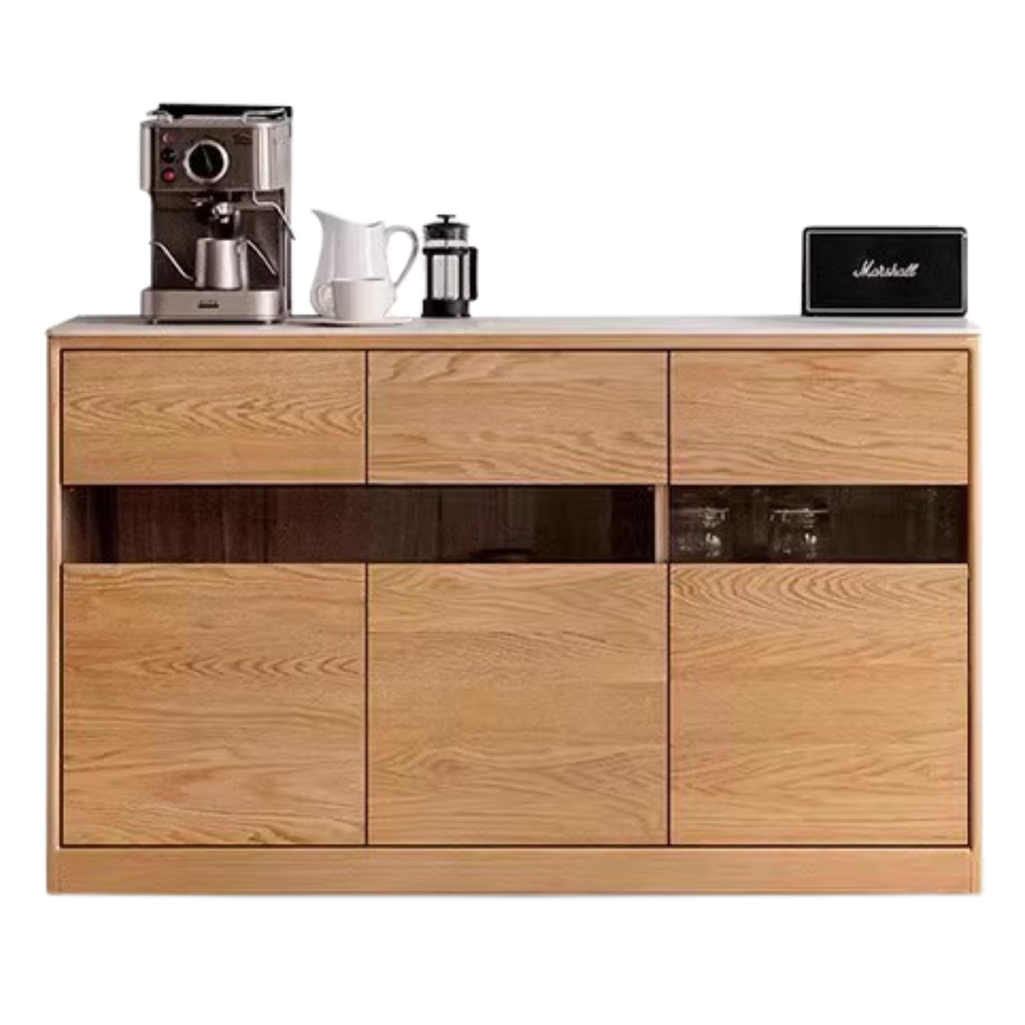 Oak, Ash Solid Wood Nordic Sideboard Slate Top